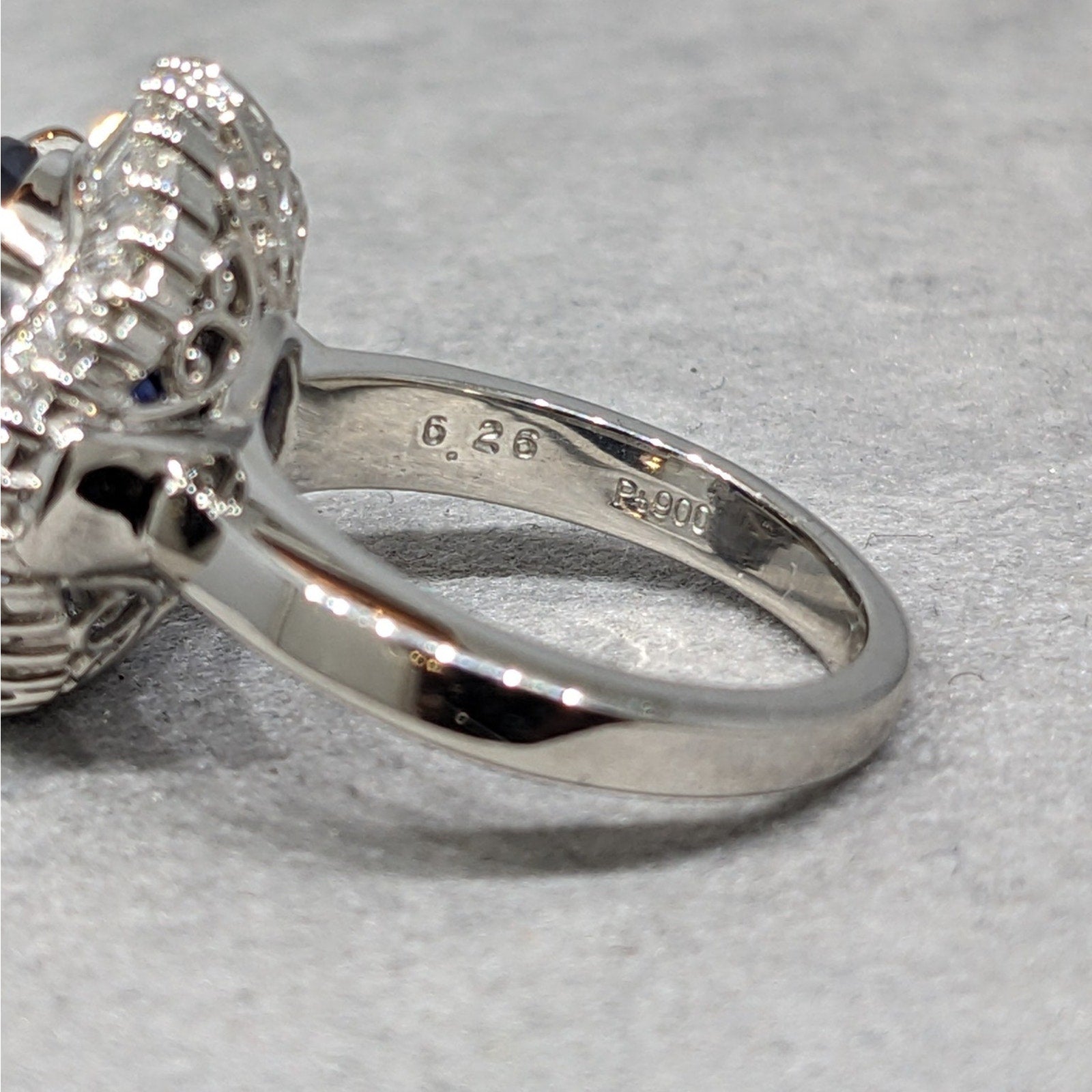 Natural Oval 6.26 ct Sapphire and Diamond Ballerina Ring in Platinum
