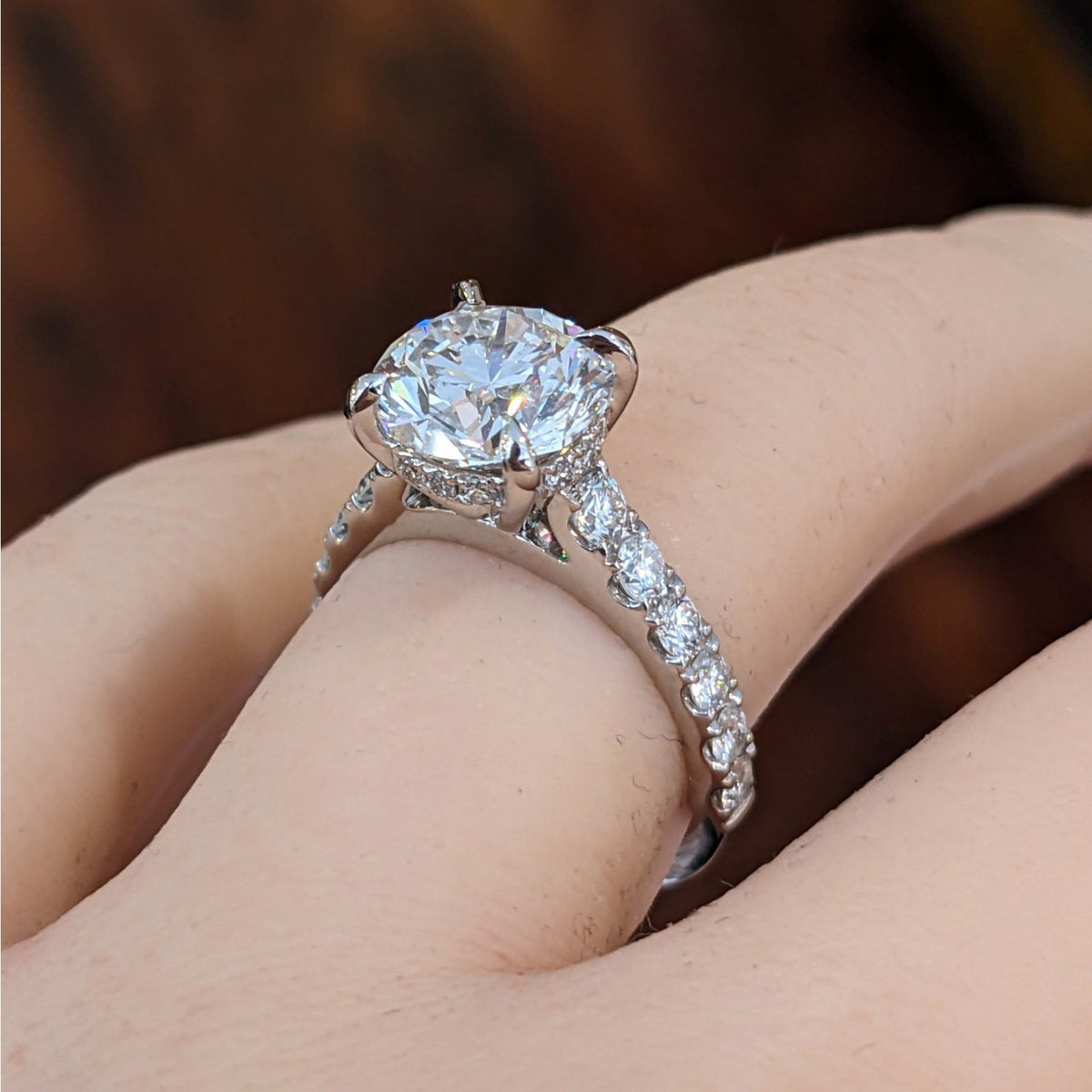 GIA Natural 3.01 ct Round Brilliant Diamond Ring in 18k White Gold