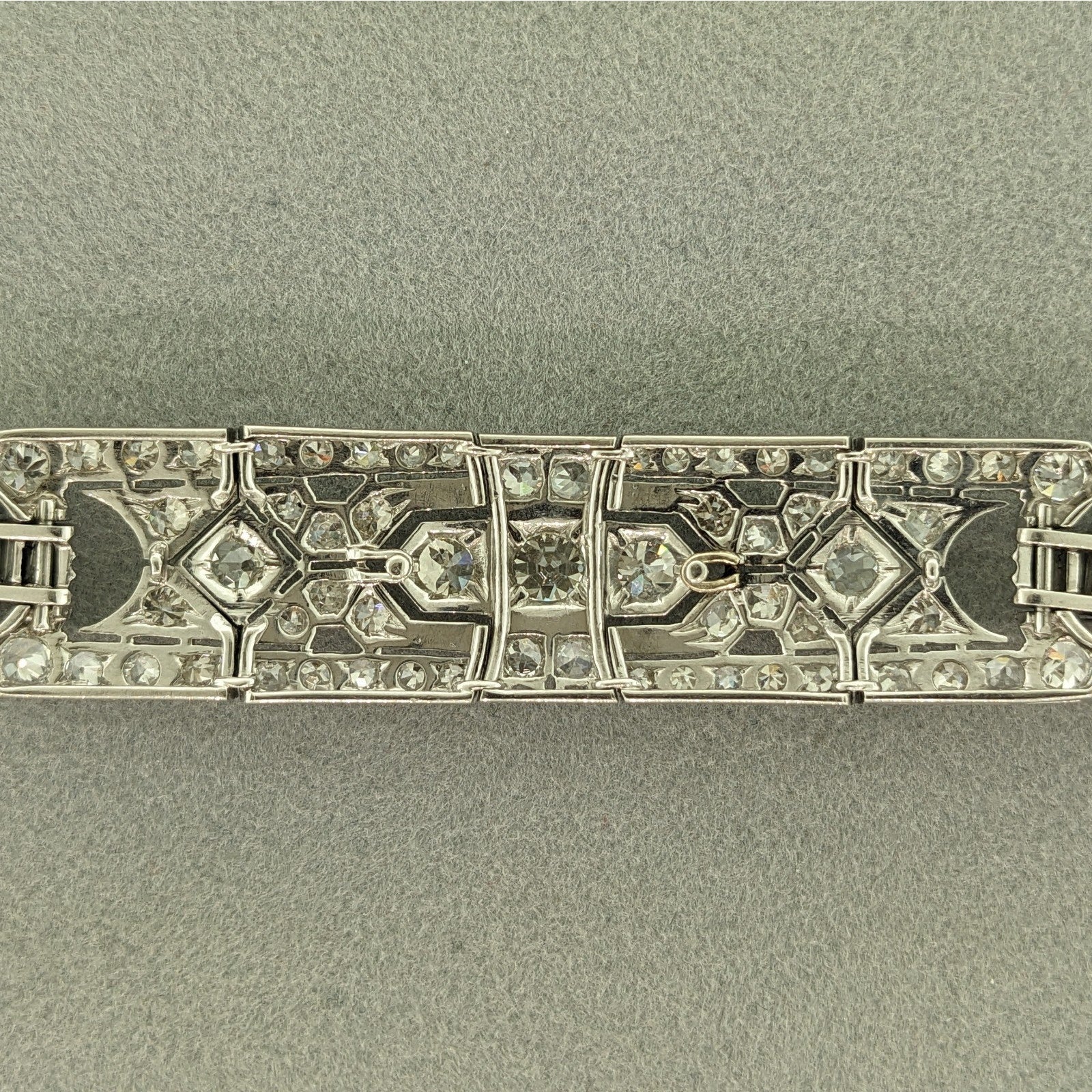 Art Deco Euro cut Diamond Bracelet .50 inch wide in Plat/14k chain