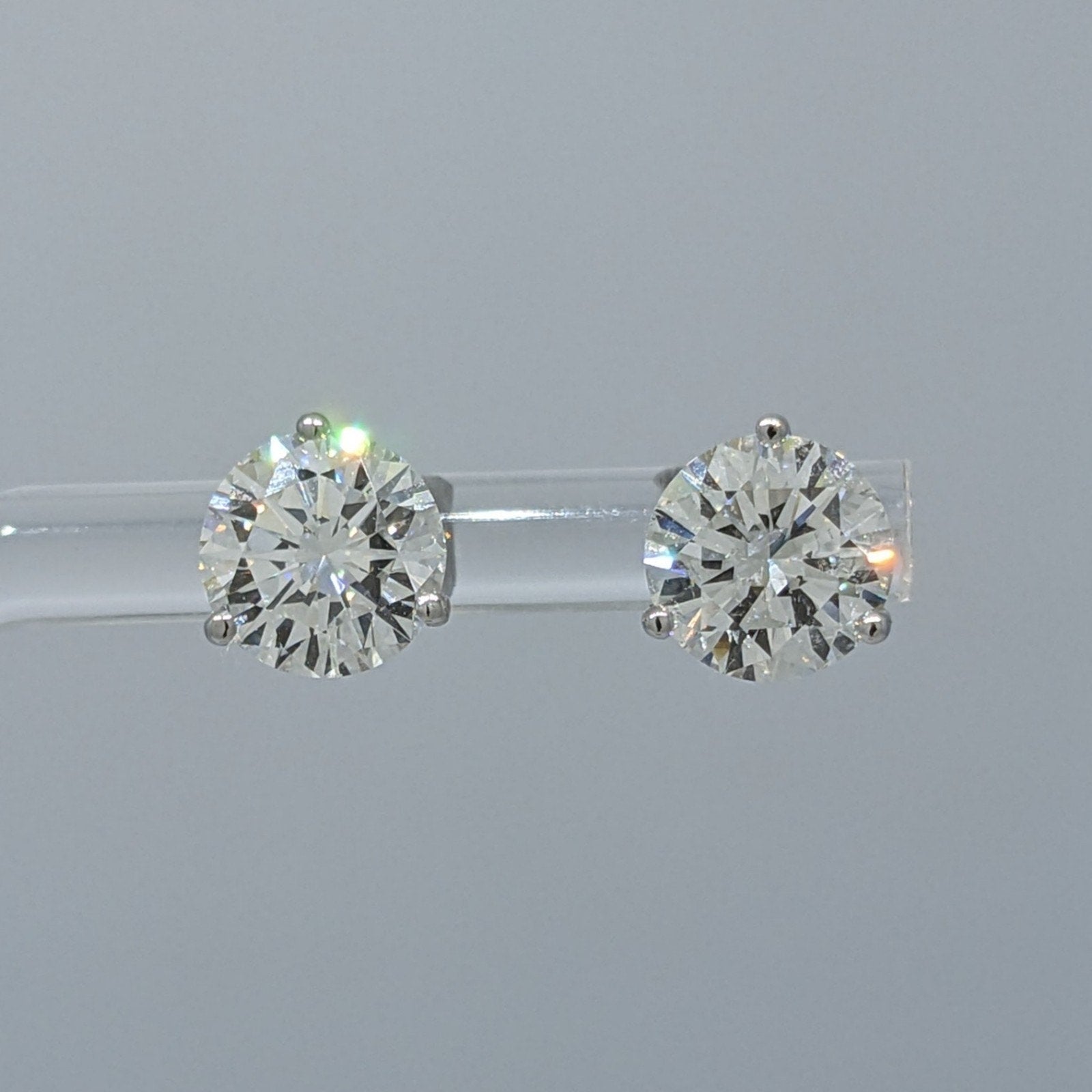 Natural Round Diamond Stud Earrings 4.07 cttw in 18k/14k White Gold