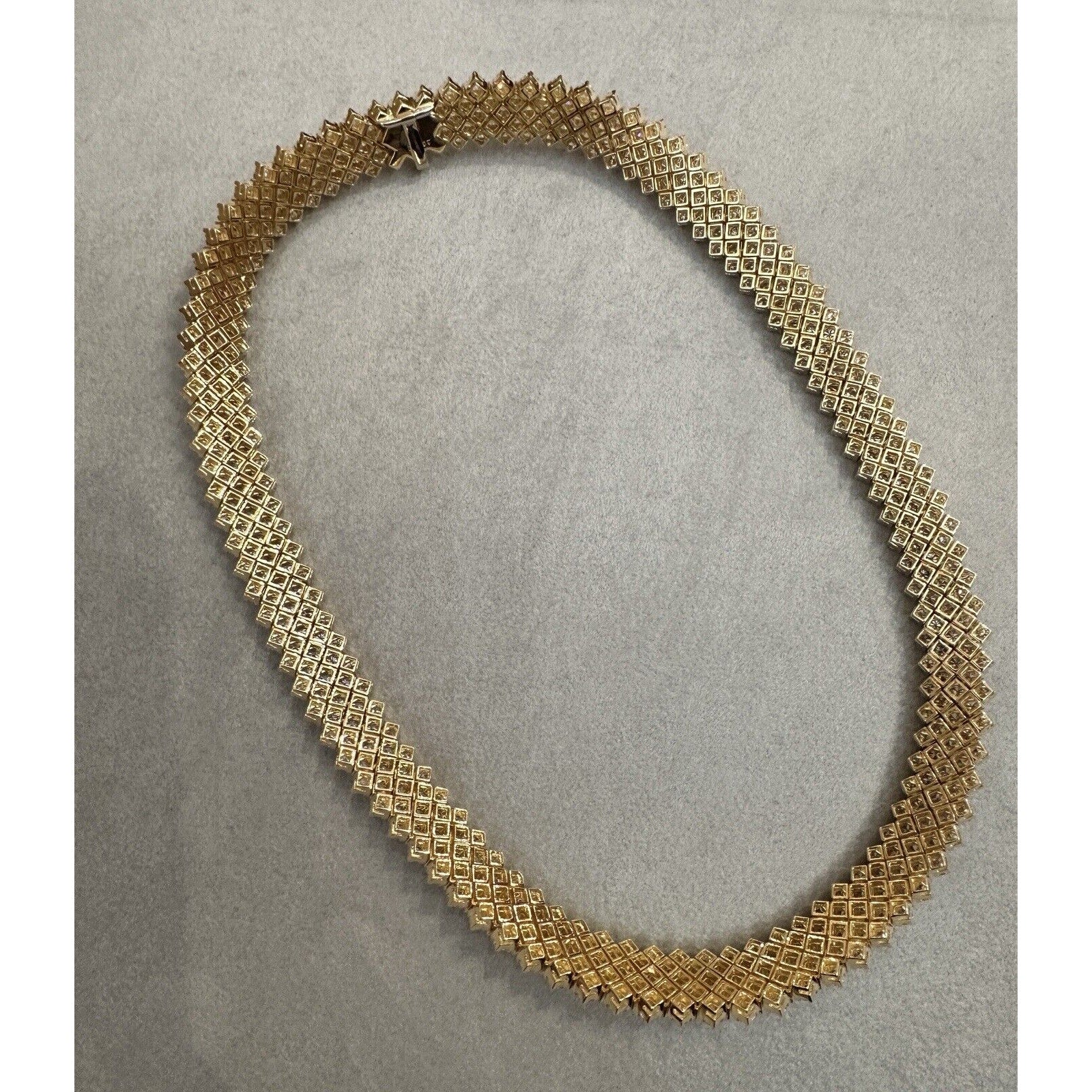 5 Row Round Diamond Choker Necklace 28.17 cttw in 18k Yellow Gold - HM2572GA