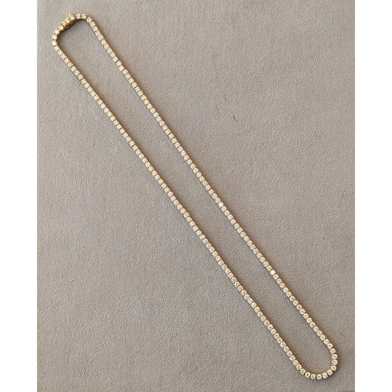 4-prong Round Diamond Tennis Necklace 14.50 cttw in 14k Yellow Gold