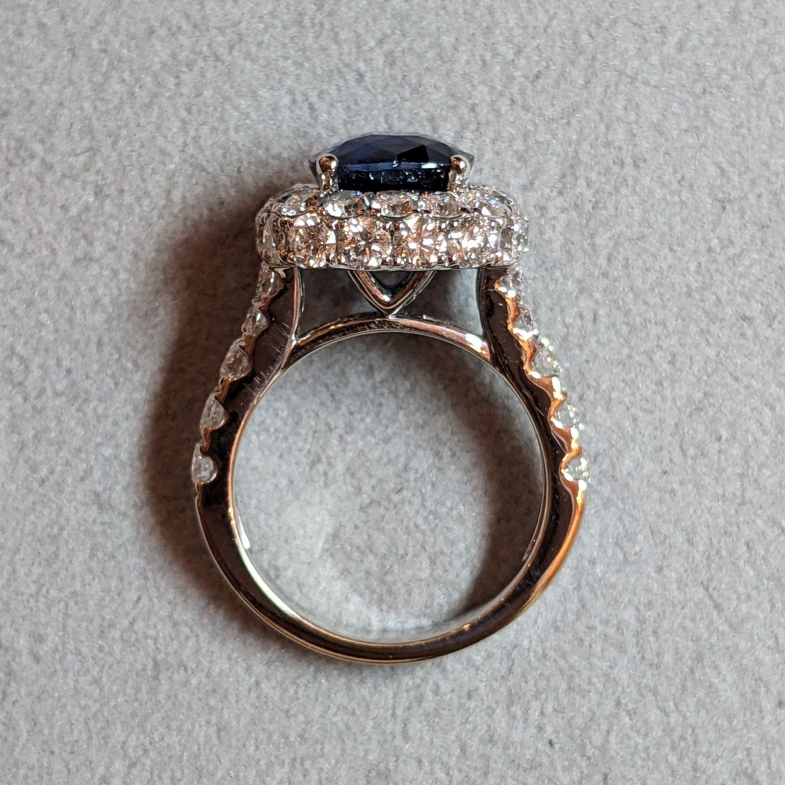 GIA Natural 5.27 ct Cushion Sapphire & Diamond Ring in 18k White Gold - HM2767BR