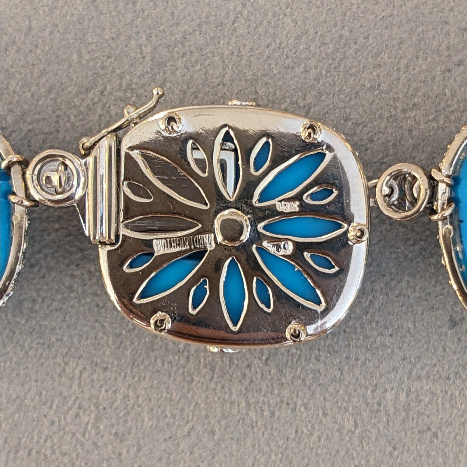 Fred Leighton Nat'l Turquoise and Diamond Necklace in 18k White Gold