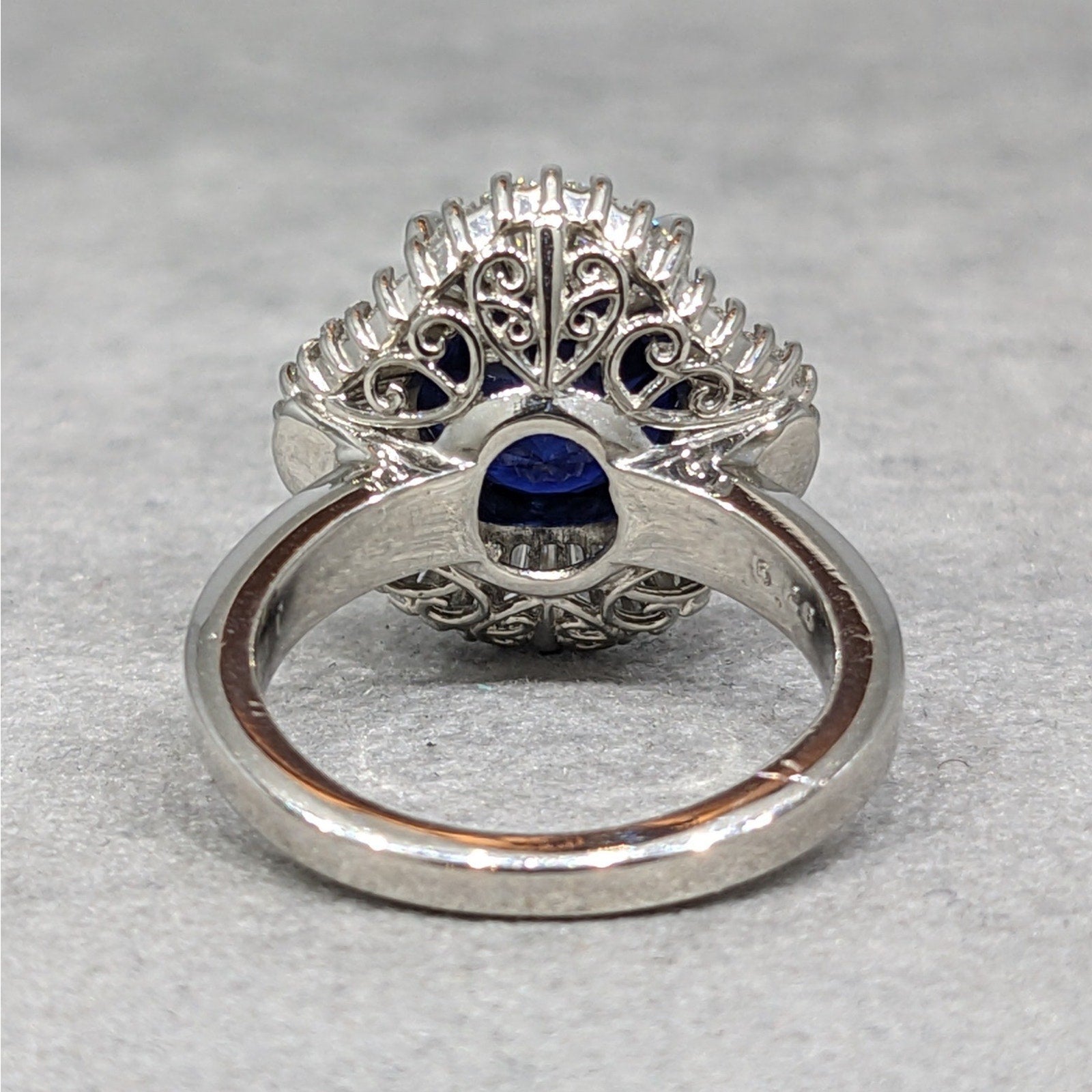 Natural Oval 6.26 ct Sapphire and Diamond Ballerina Ring in Platinum