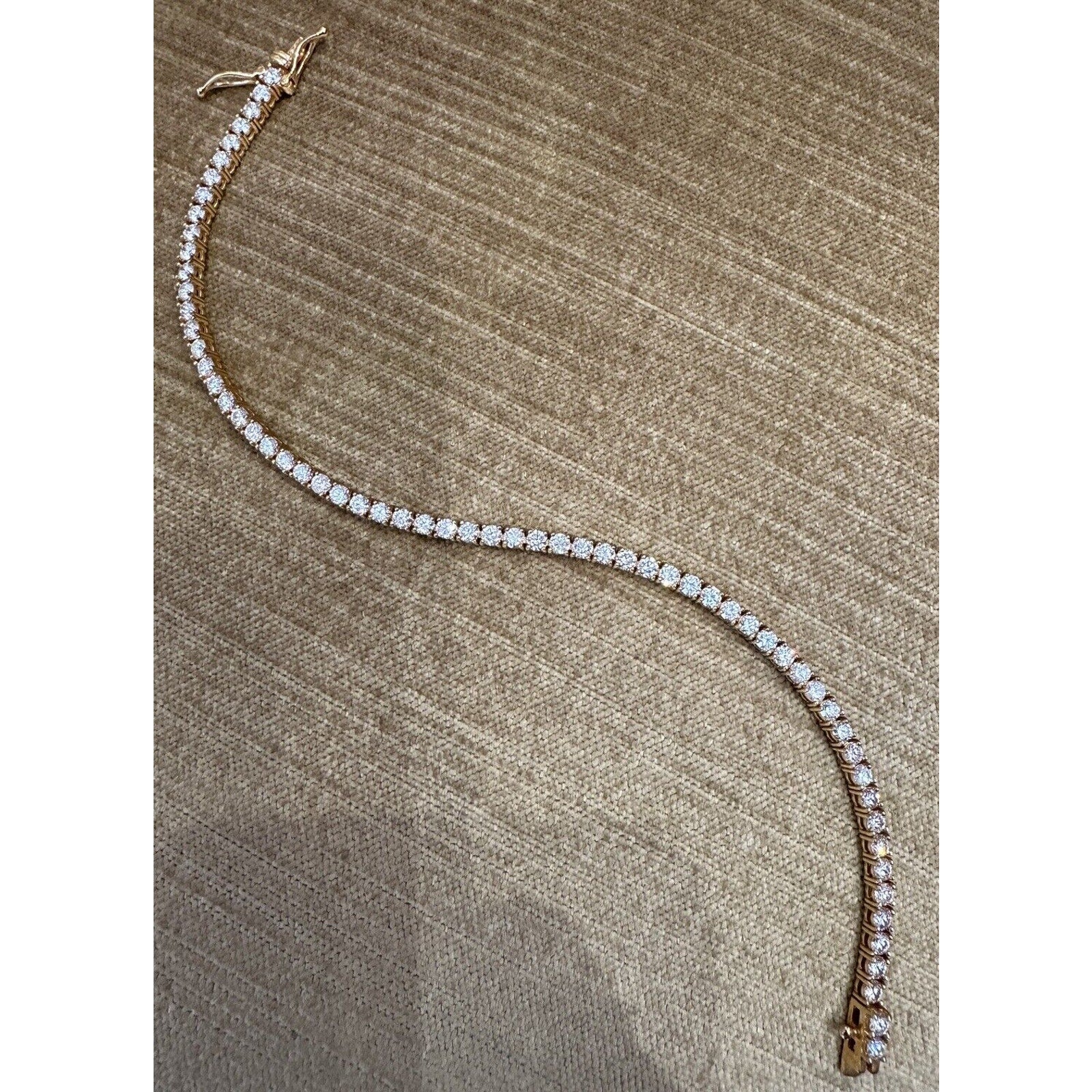 Natural Diamond Tennis Bracelet 5.28 cttw 8 inch in 14k Yellow Gold-HM2312AR