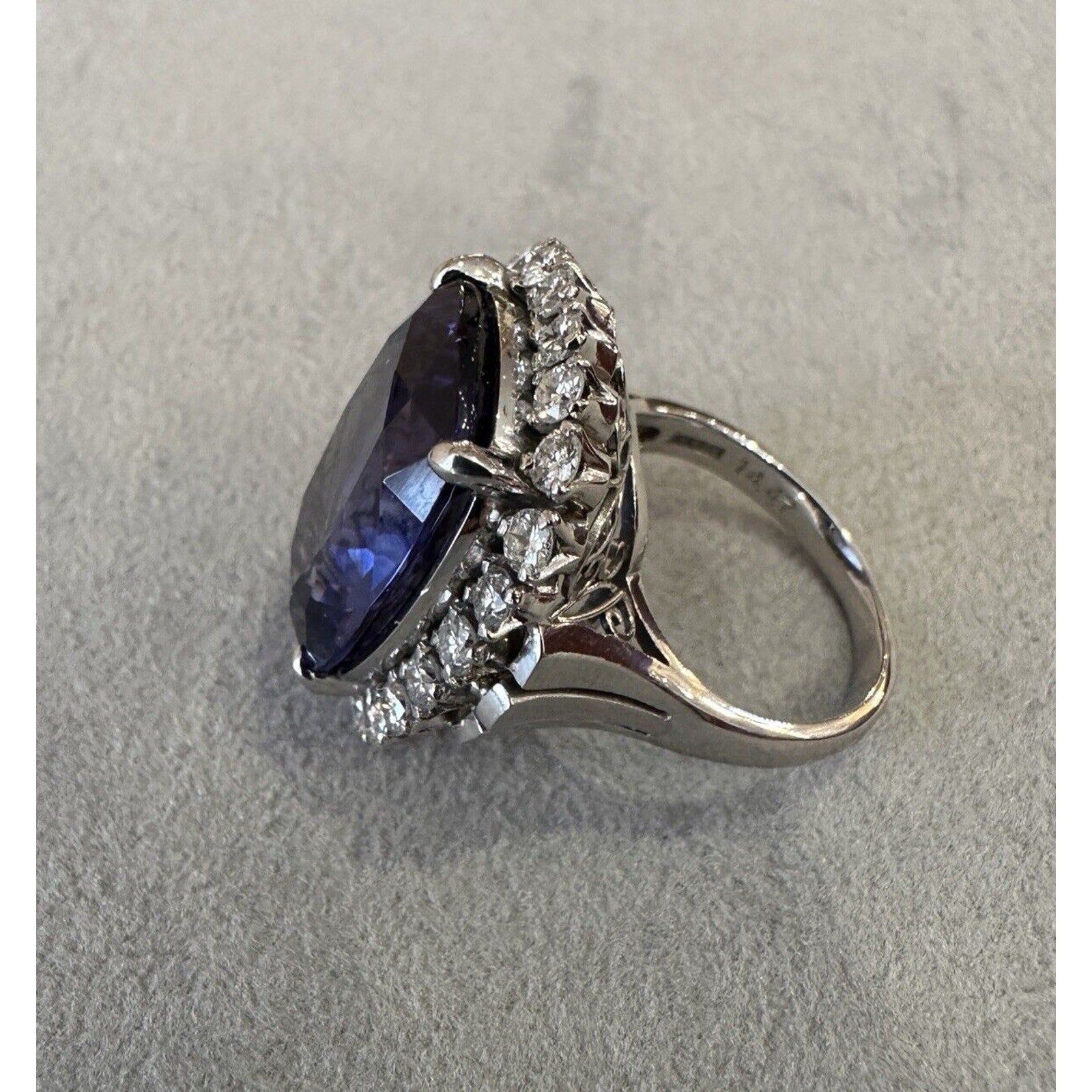 GIA 14.47 ct Tanzanite and Diamond Cocktail Ring in Platinum