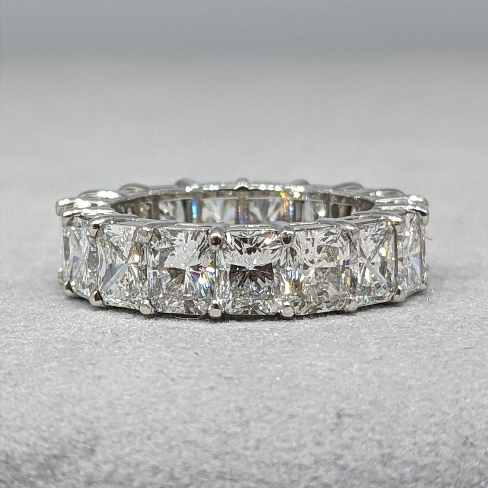 Radiant Cut Diamond Eternity Band Ring 6.00 ctw in Platinum Size 4.5