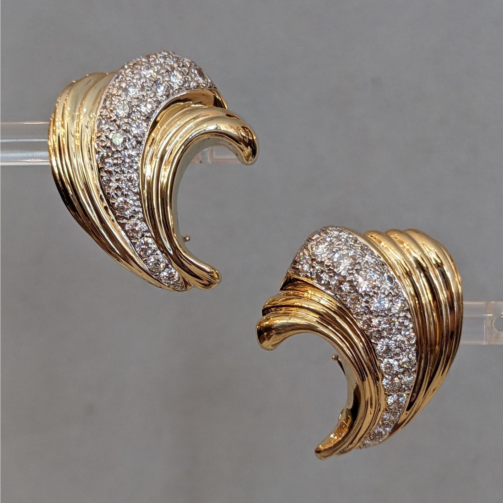 Large Diamond Door Knocker Dangle Earrings in 14k Yellow Gold