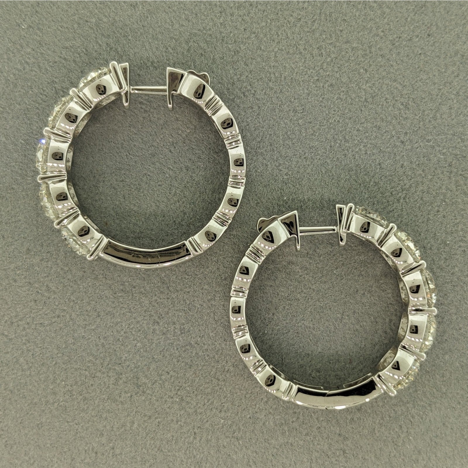 10.31 ctw Natural Round Diamond Hoop Earrings in 18k White Gold
