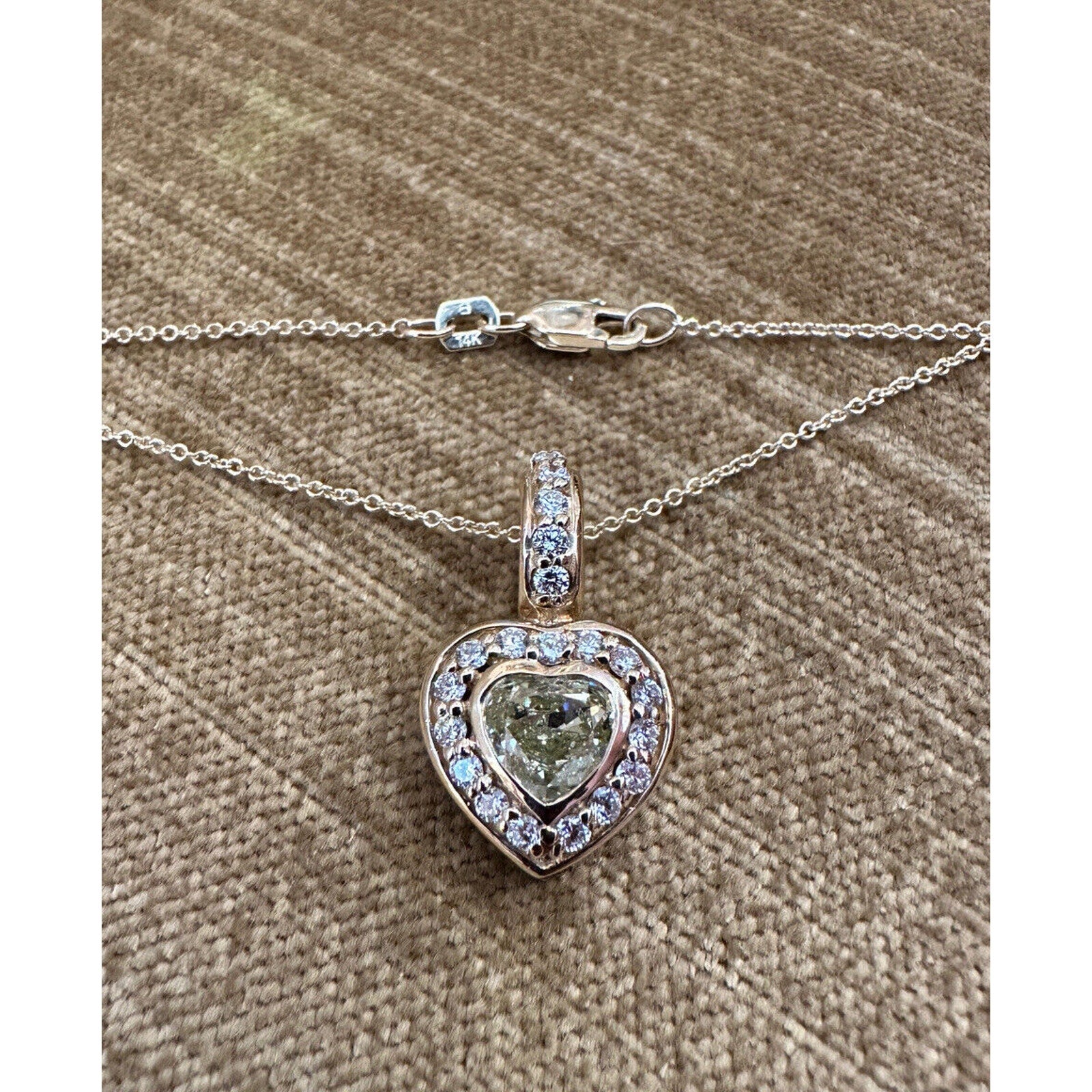 GIA 1.01 ct Fancy Yellow Heart w/ Diamond Necklace in 14k Yellow Gold