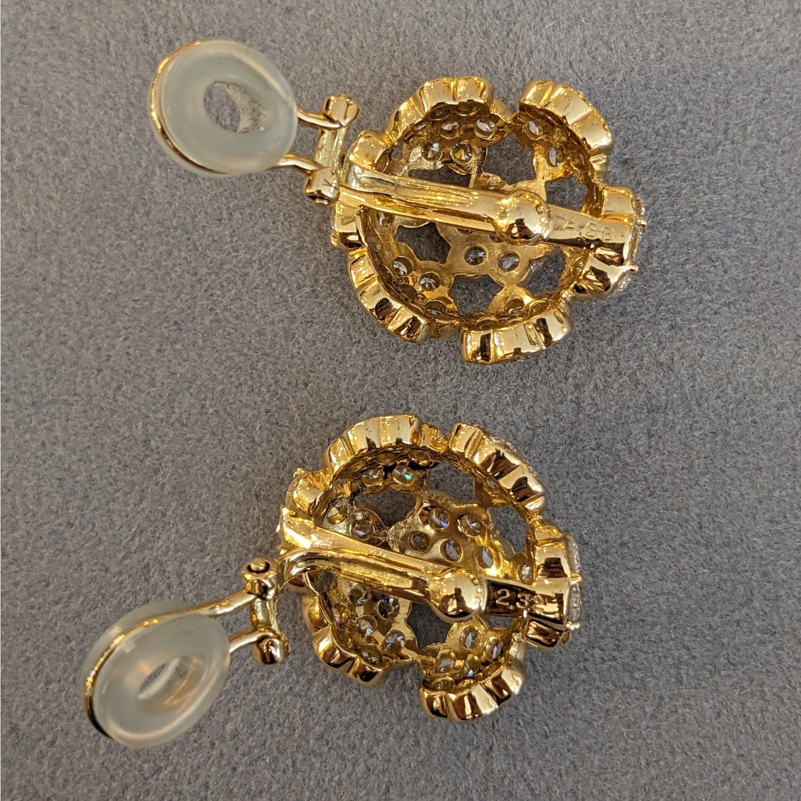 Diamond Floret Cluster Earrings 4.65 cttw in 18k Yellow Gold