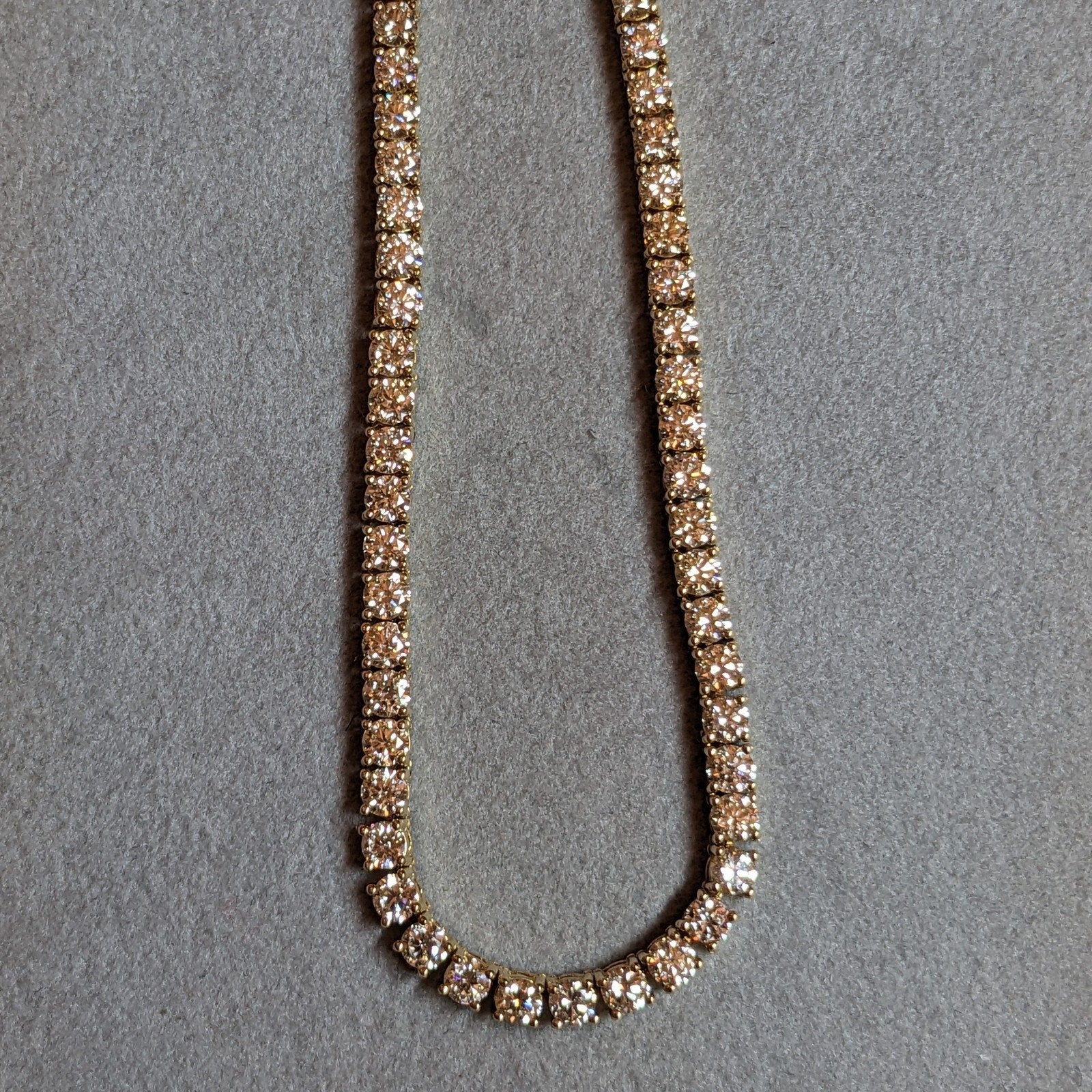 4-prong Round Diamond Tennis Necklace 14.50 cttw in 14k Yellow Gold