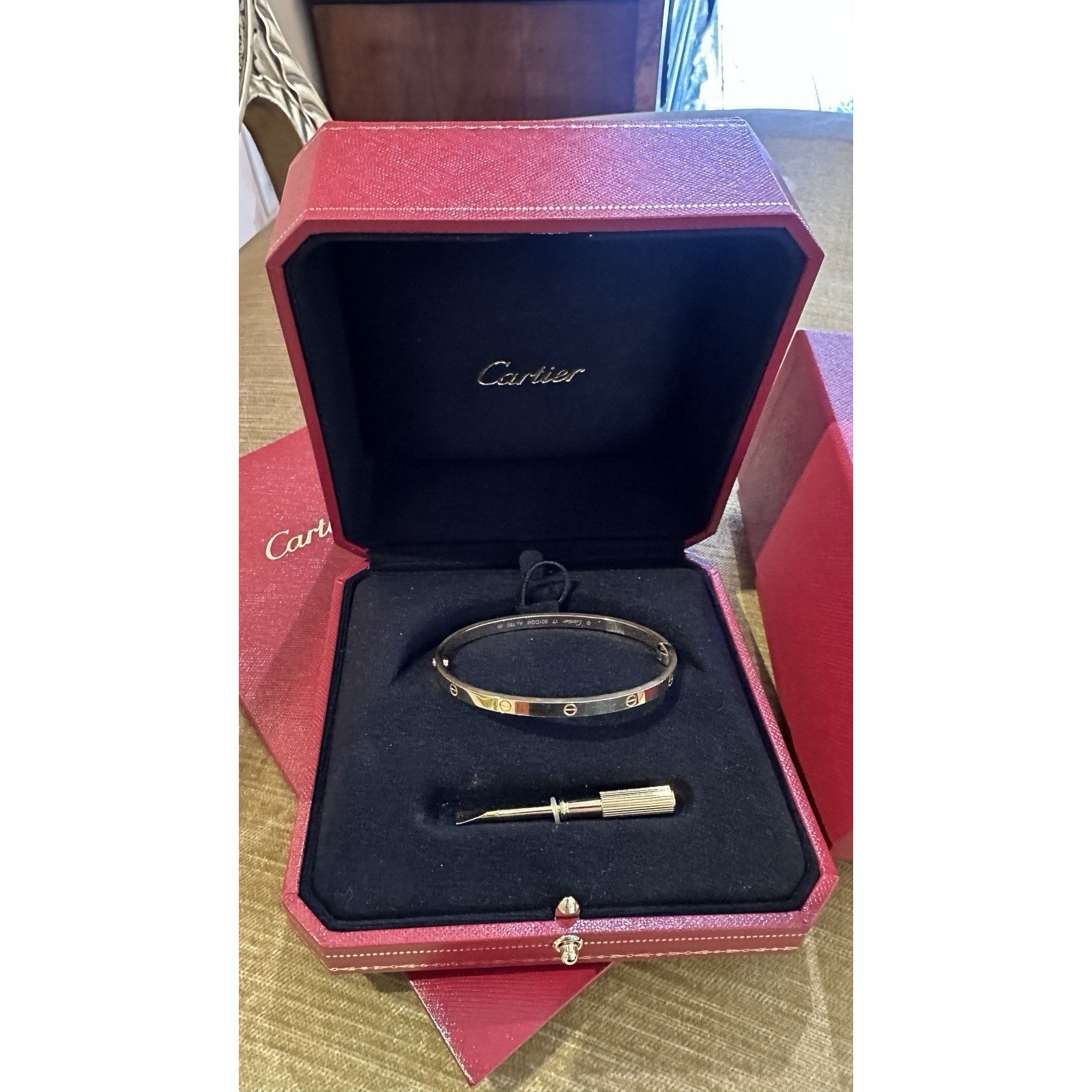 Cartier 18k Yellow Gold Small Model Love Bracelet Size 17