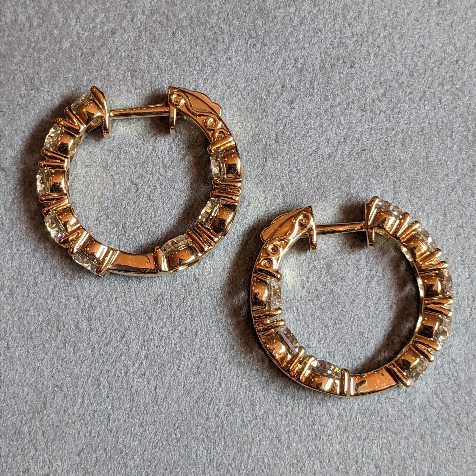 Natural Diamond 8.10 ct Inside Out Hoop Earrings in 18k Yellow Gold
