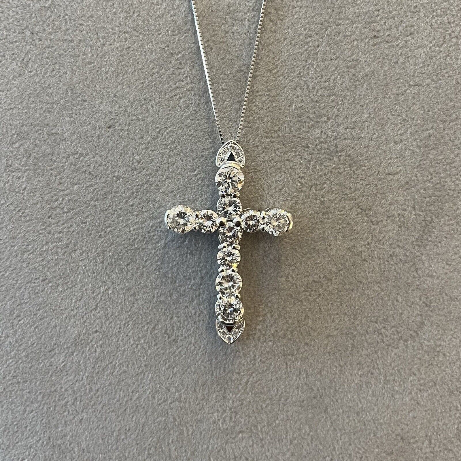 Large Natural Diamond Cross Pendant Necklace 4.30 cttw in Platinum