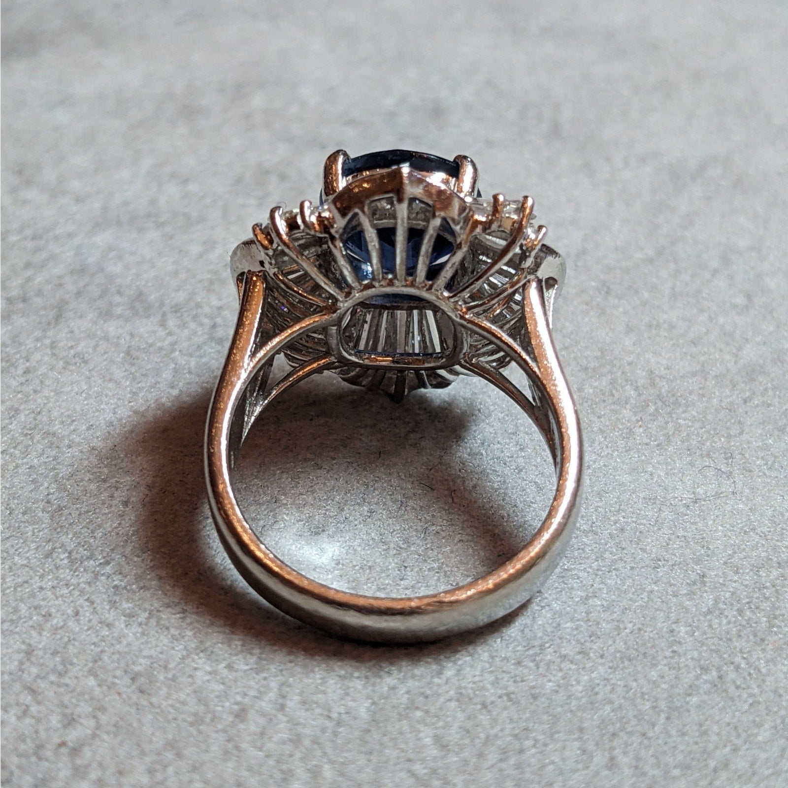 Natural Oval 3.78 ct Sapphire and Diamond Ballerina Ring in Platinum