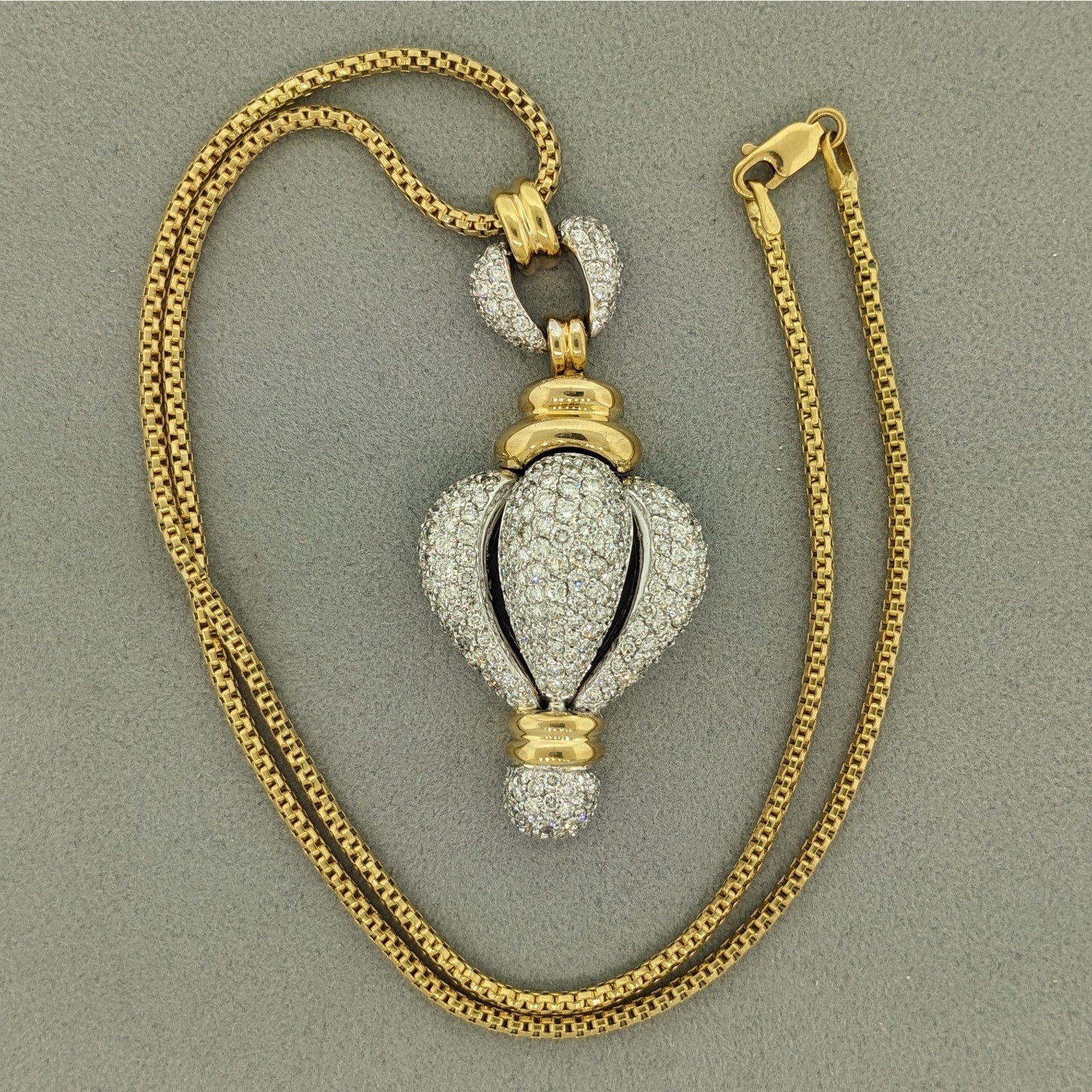Diamond Pave Pendant Necklace in 18k Yellow & White Gold