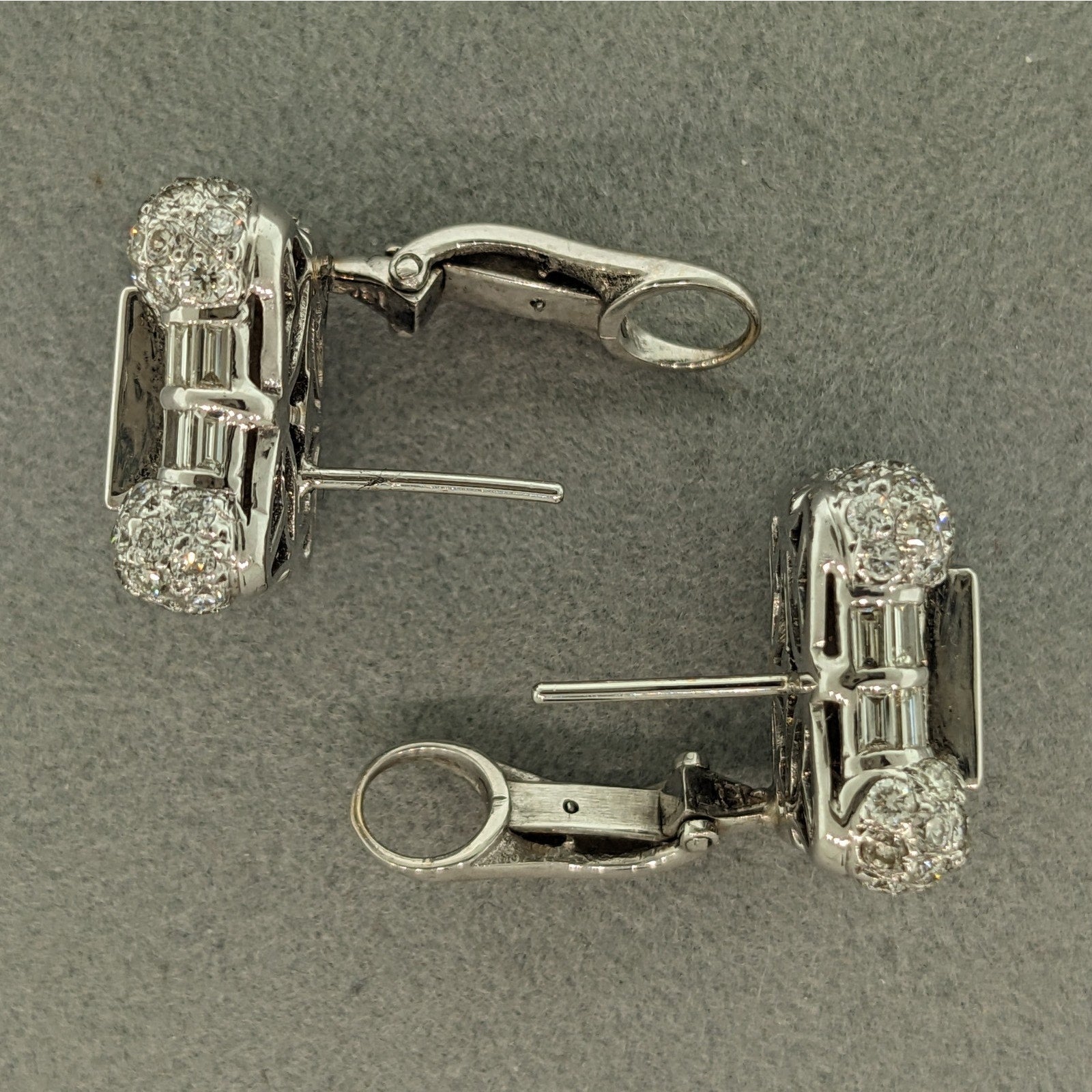 Natural Diamond Square Button Earrings in 18k White Gold