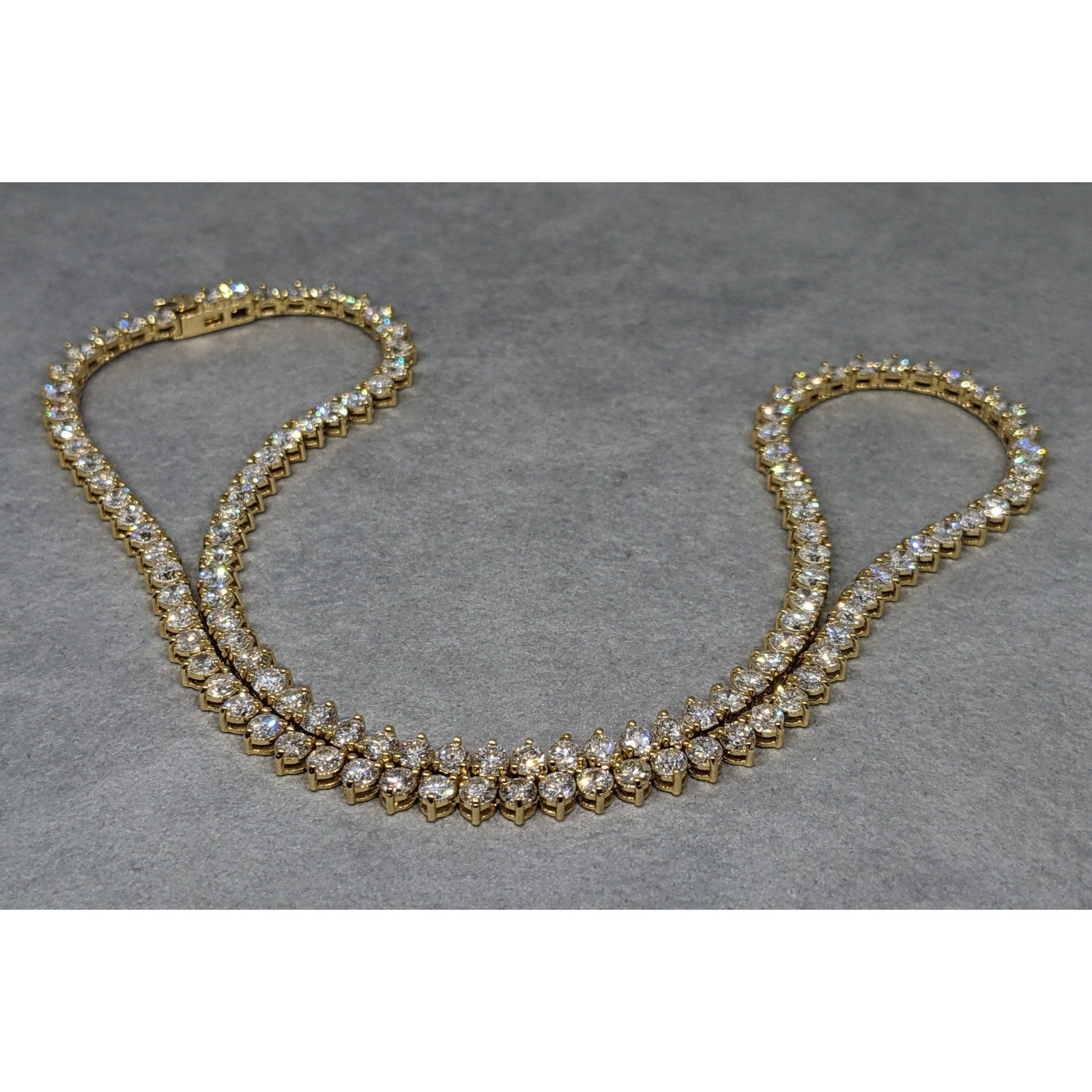 Natural Diamond Tennis Necklace 14.96 ctw in 18k Yellow Gold 16.5"