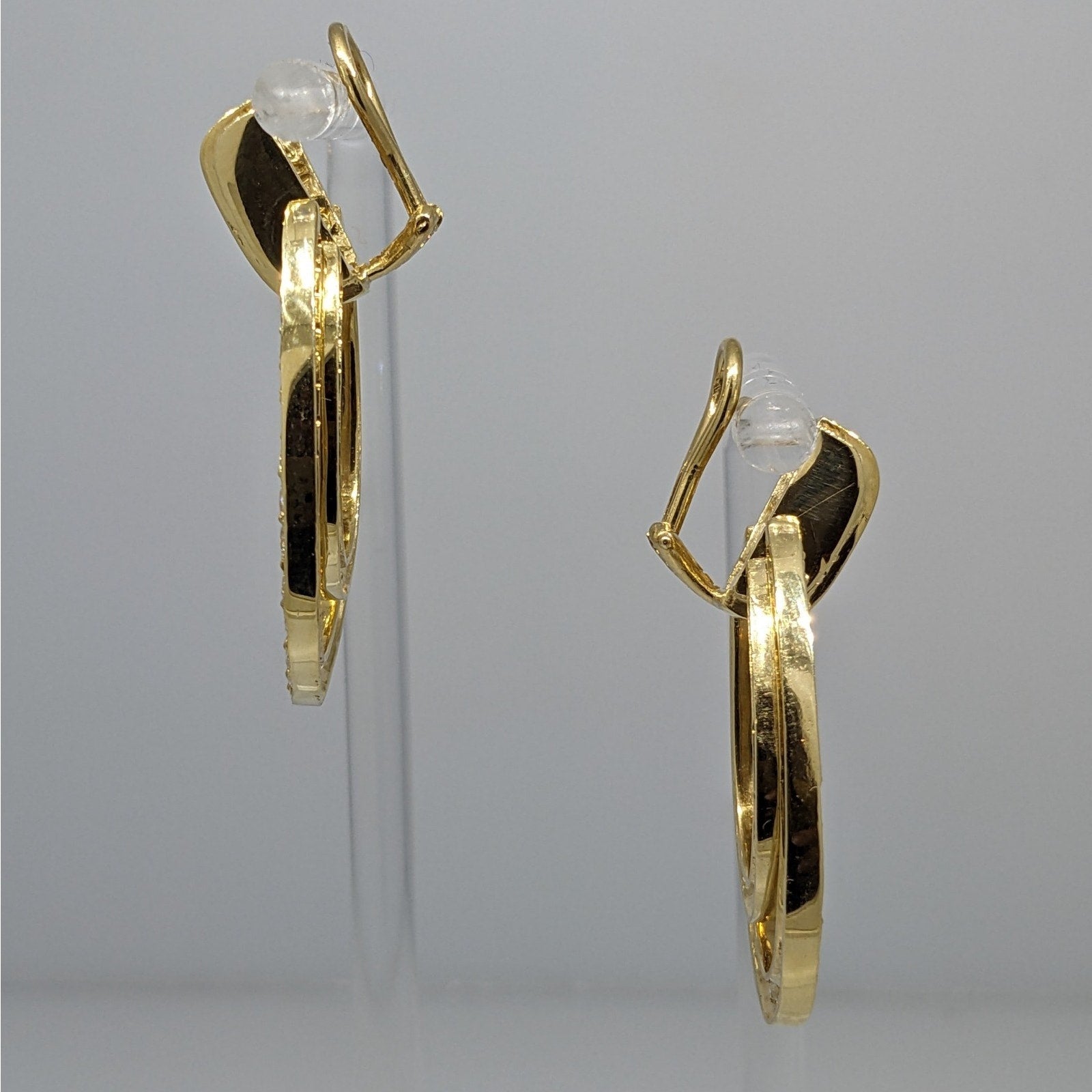 Natural Diamond Double Hoop Door-Knocker Earrings in 18k Yellow Gold
