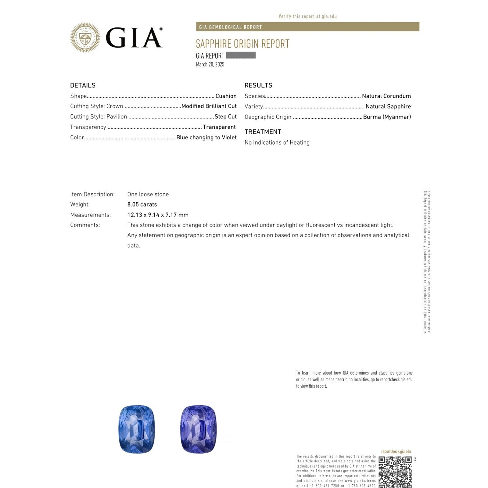GIA Natural Unheated Burma 8.05ct. Sapphire & Diamond Ring in Platinum
