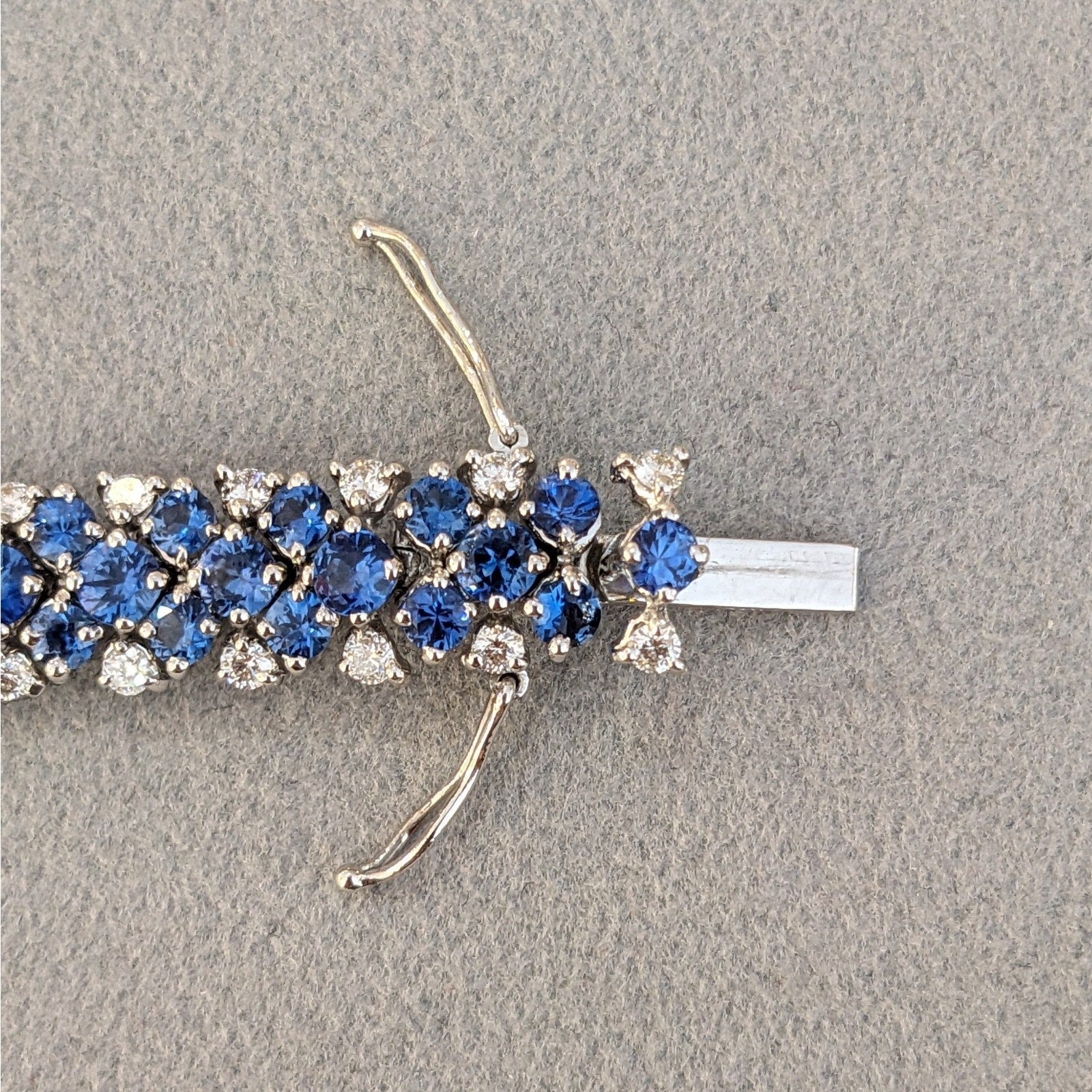 Italian Sapphire & Diamond Wide Bracelet in 18k White Gold