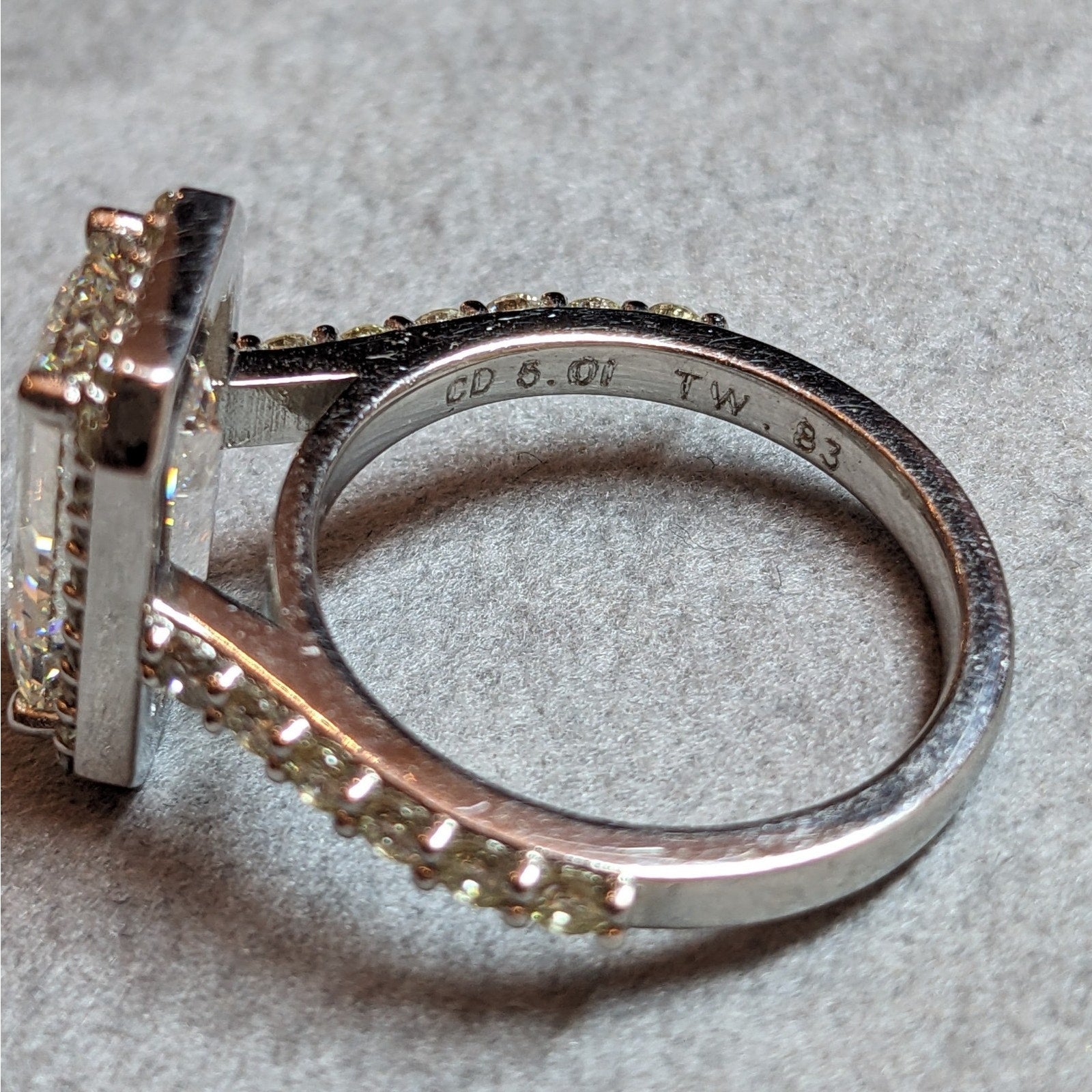 5.01 ct Emerald Cut Diamond w/GIA, in Platinum Diamond Ring