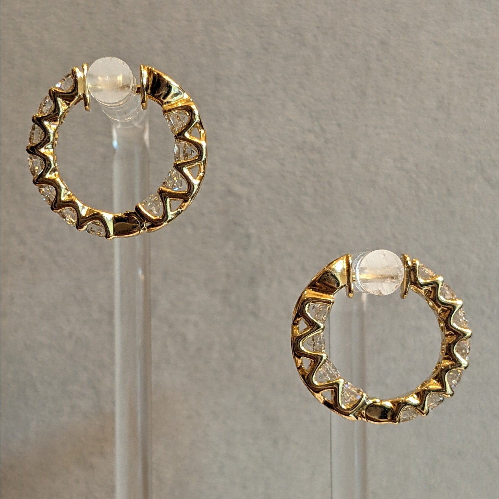 3.37cttw Round Diamond Inside Out Hoop Earrings in 18k Yellow Gold