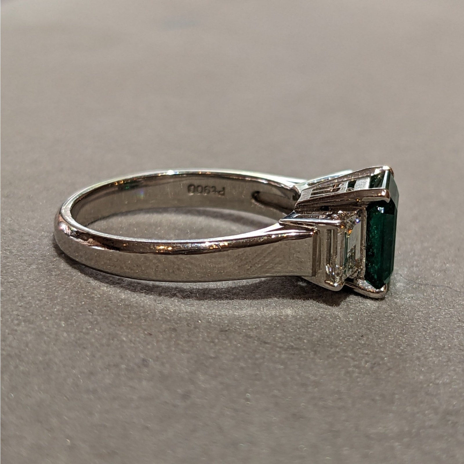 GIA 1.56 ct Colombian Emerald and Diamond 3-Stone Ring in Platinum