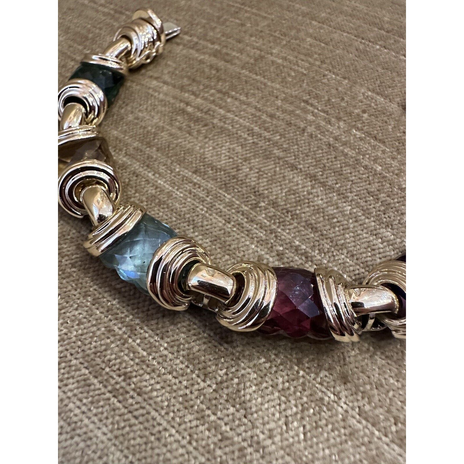 MultiColor Gemstone Statement Bracelet in 18k Yellow Gold - HM2427BS