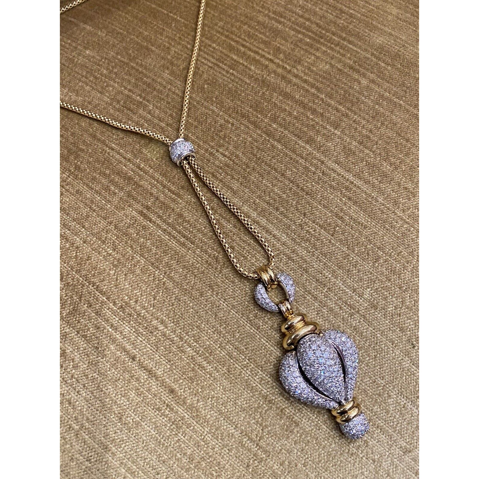 Estate Pave Diamond Puff Pendant in 18k Yellow & White Gold - HM2325BR