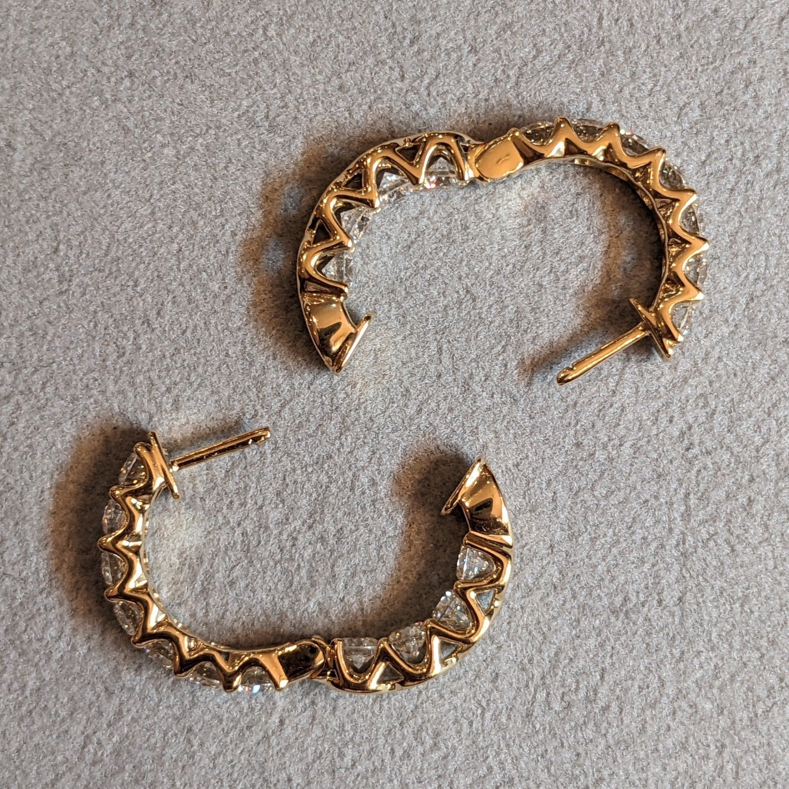 3.37cttw Round Diamond Inside Out Hoop Earrings in 18k Yellow Gold