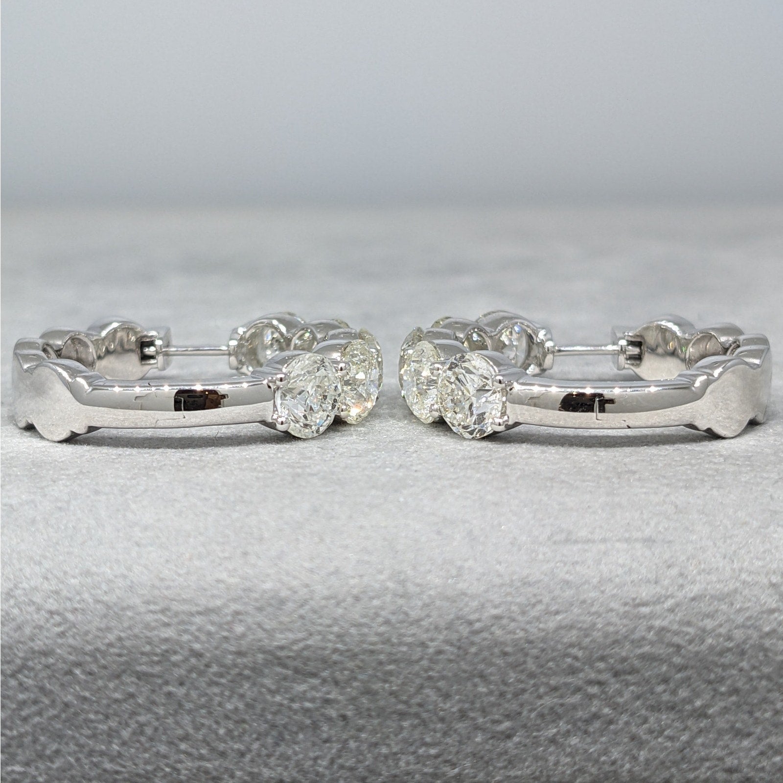 10.31 ctw Natural Round Diamond Hoop Earrings in 18k White Gold