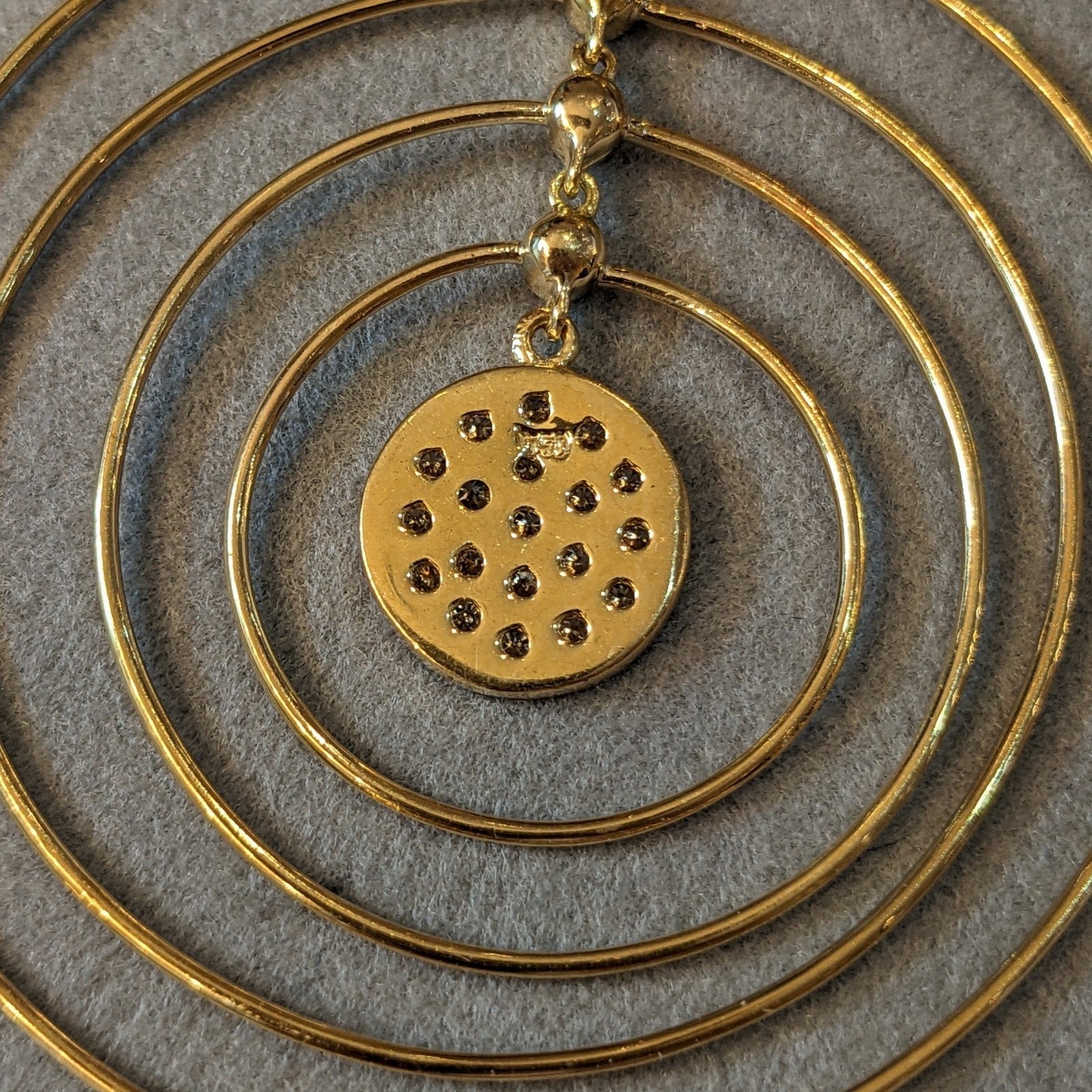 Diamond Circle Hoop Dangle Drop Earrings in 18k Yellow Gold