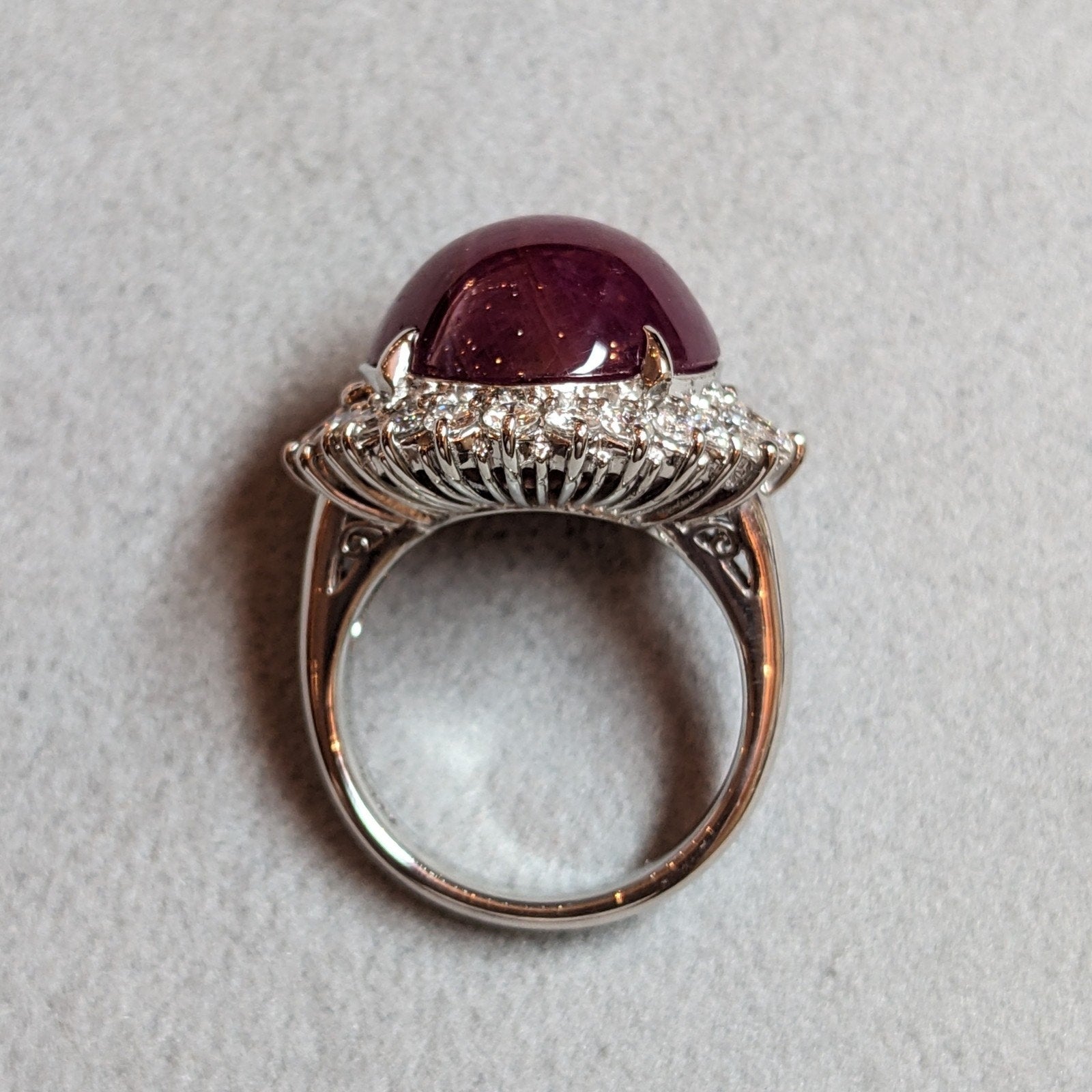19.91 ct Burma Untreated Star Ruby and Diamond Ring in Platinum