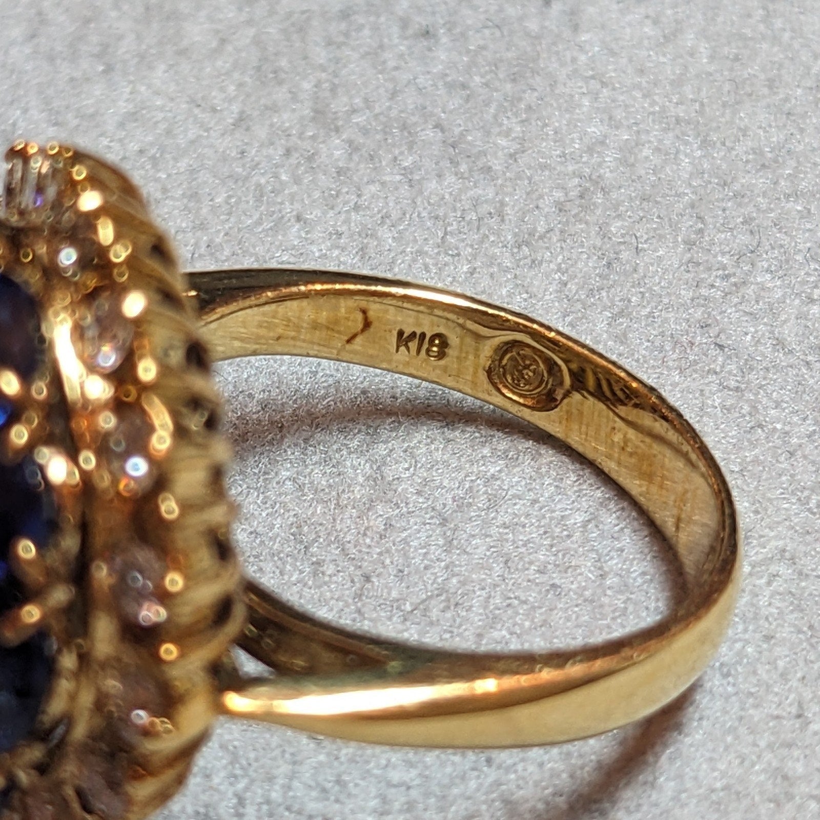 Sapphire and Diamond Dome Cocktail Ring in 18k Yellow Gold