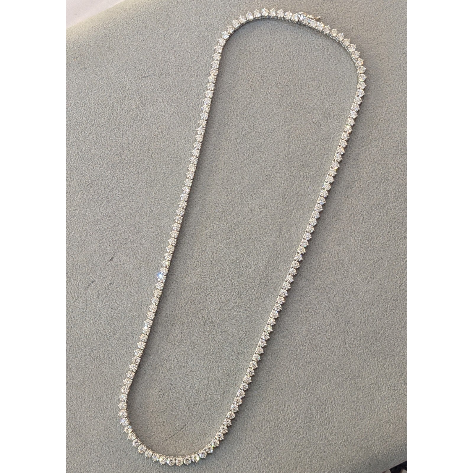 14.31 cts Diamond Tennis Necklace in 18k White Gold 16.75" long