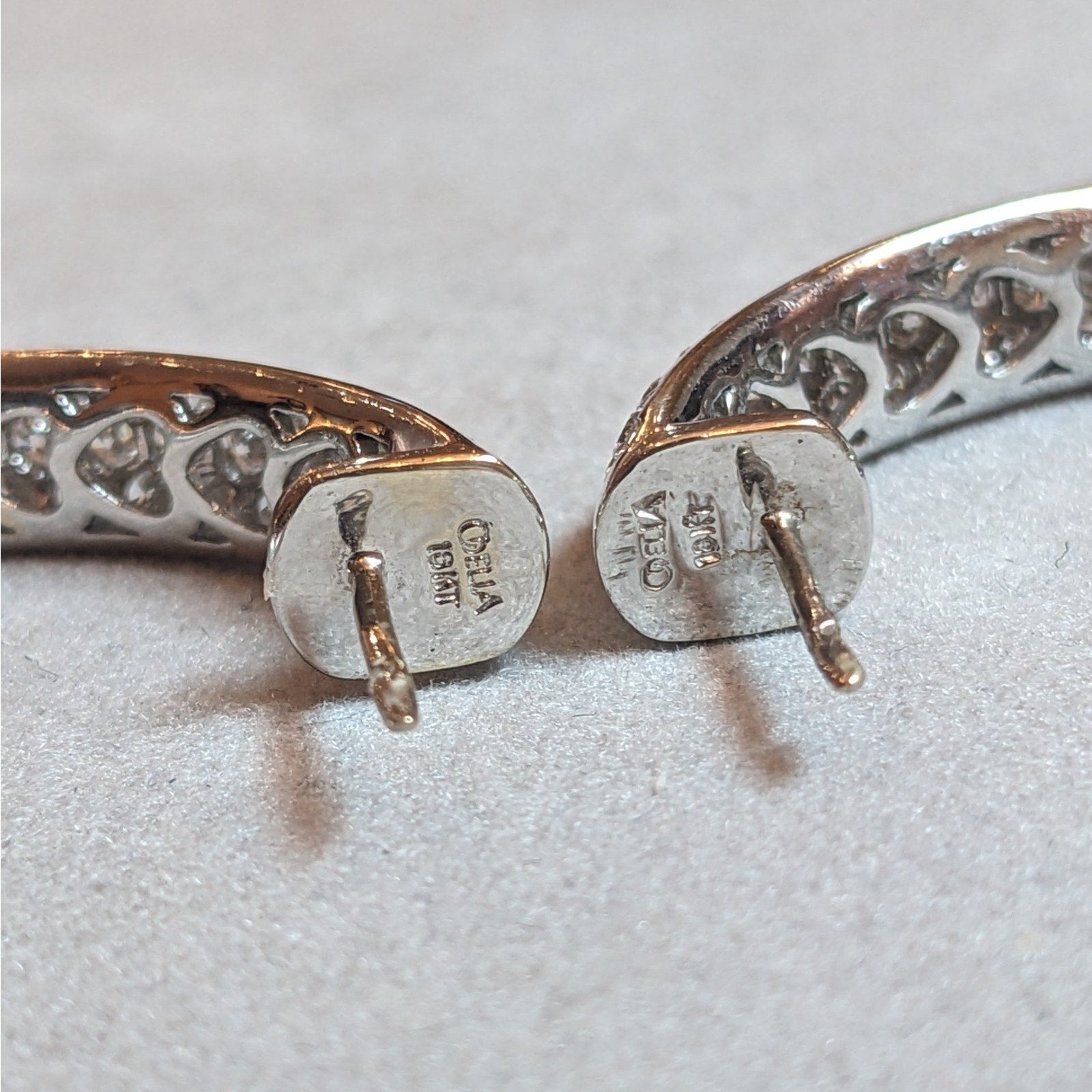 9.50 ct Round Pave Diamond Hoop Earrings in 18k White Gold by Odelia