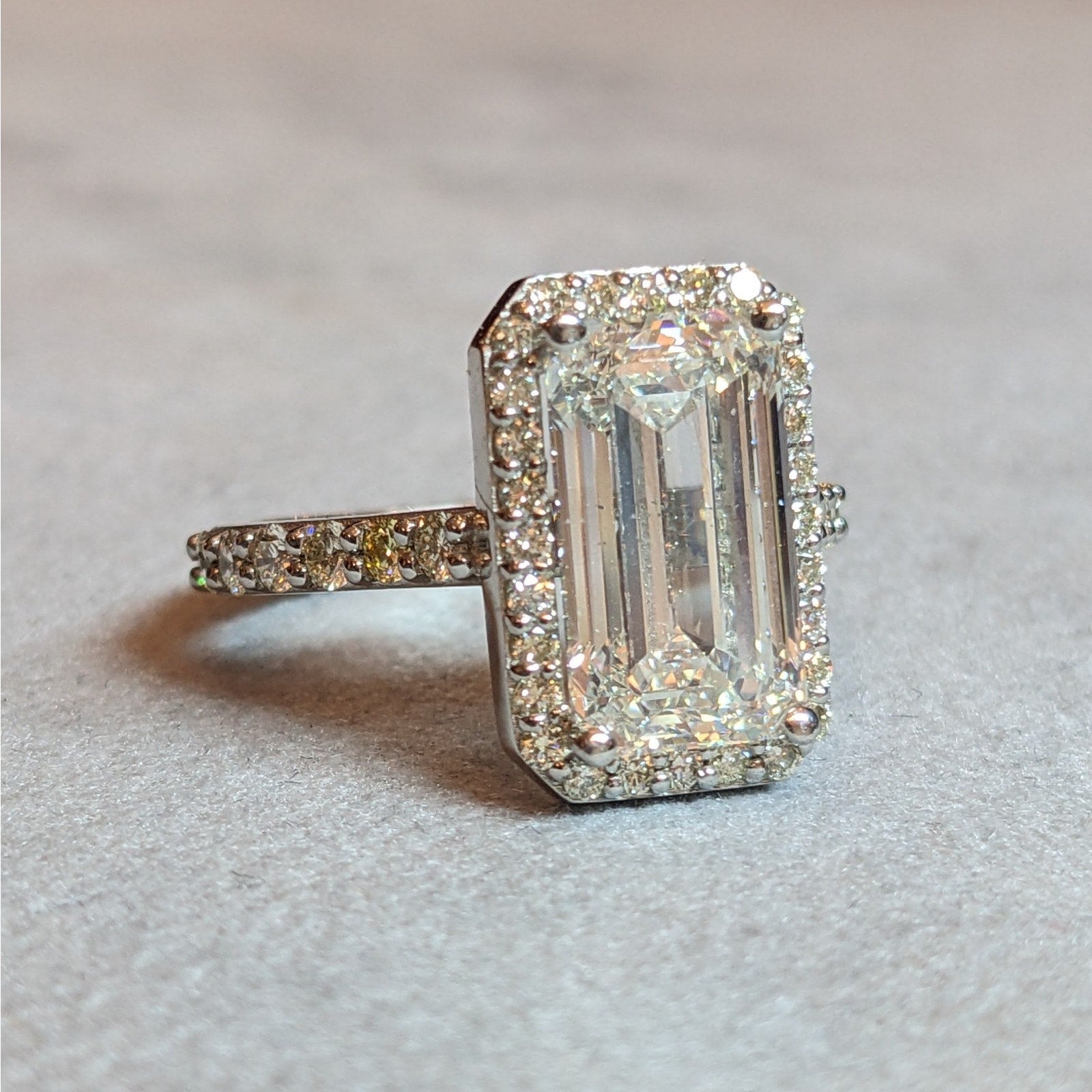 5.01 ct Emerald Cut Diamond w/GIA, in Platinum Diamond Ring