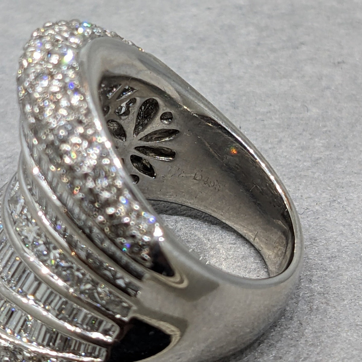 Baguette, Round & Princess Diamond Wide Cocktail Ring in Platinum