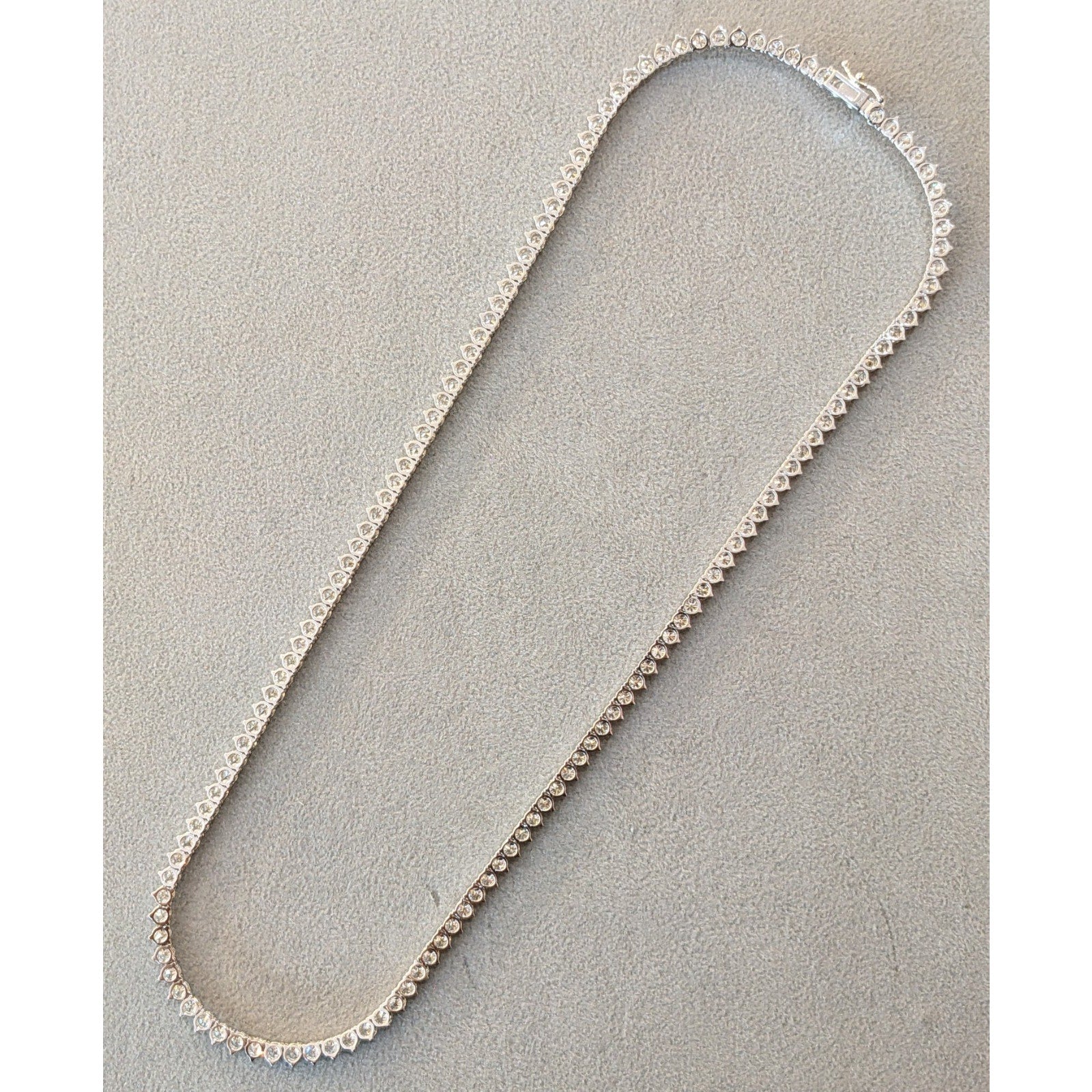 14.31 cts Diamond Tennis Necklace in 18k White Gold 16.75" long