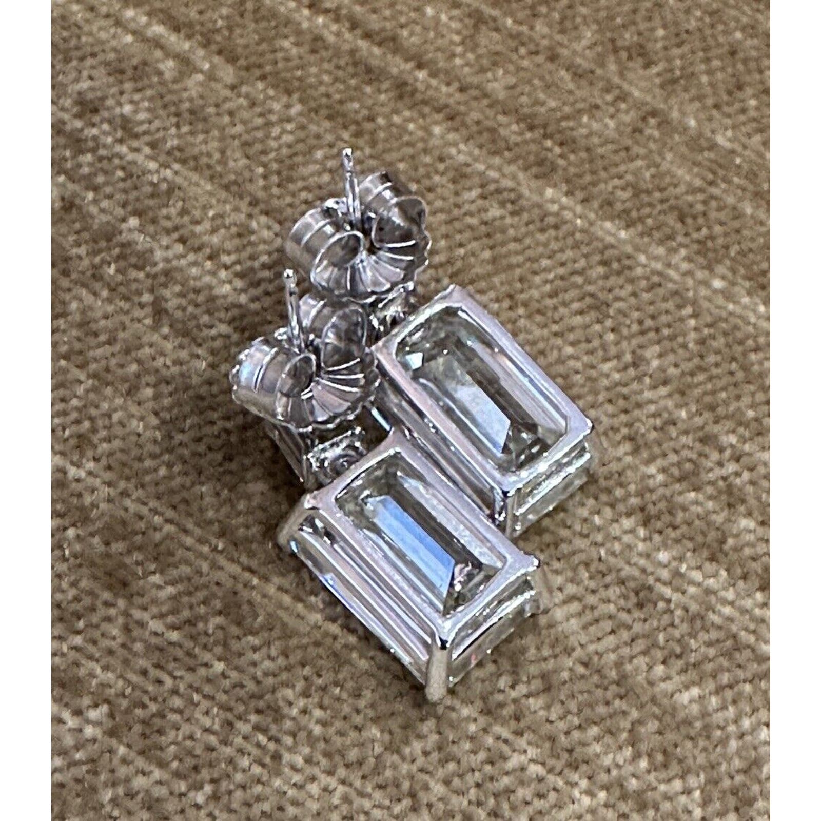 GIA Certified Emerald Cut Diamond Drop Earrings in 18k White Gold - C300NB