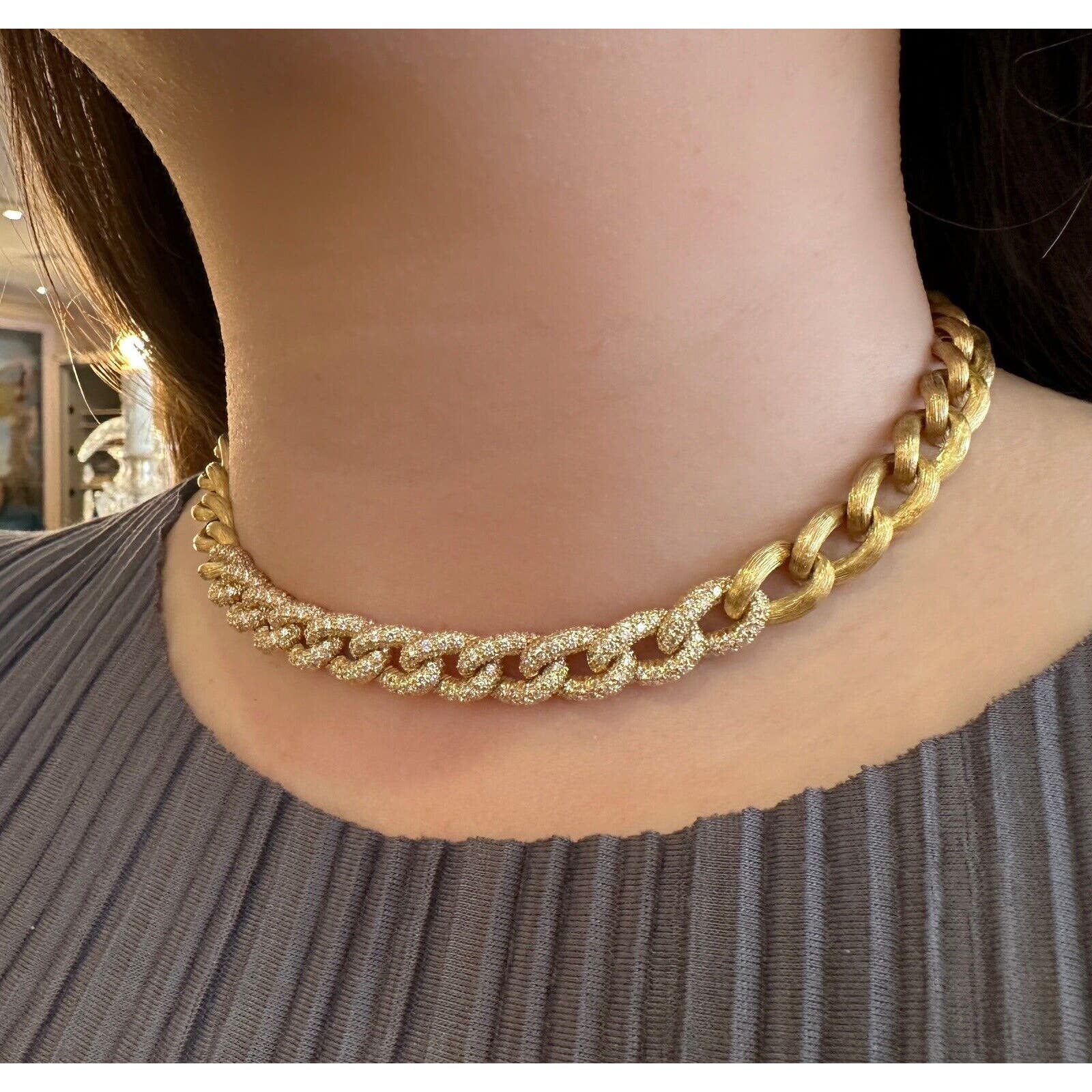 Henry Dunay Curb Diamond Sabi Link Necklace in 18k Yellow Gold - HM2480S