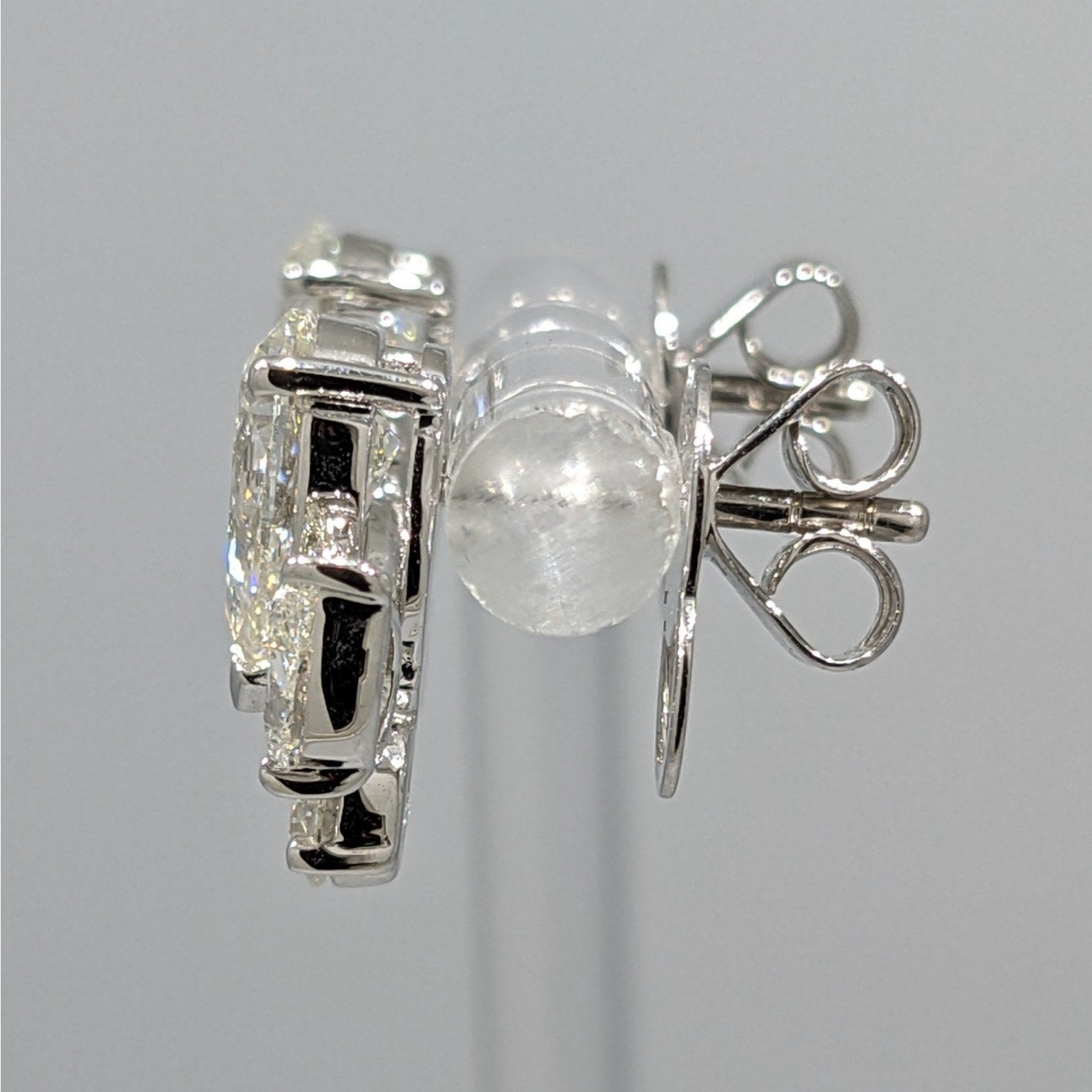 GIA Round & Pear Diamond Cluster Earrings 3.83 ctw in 18k White Gold
