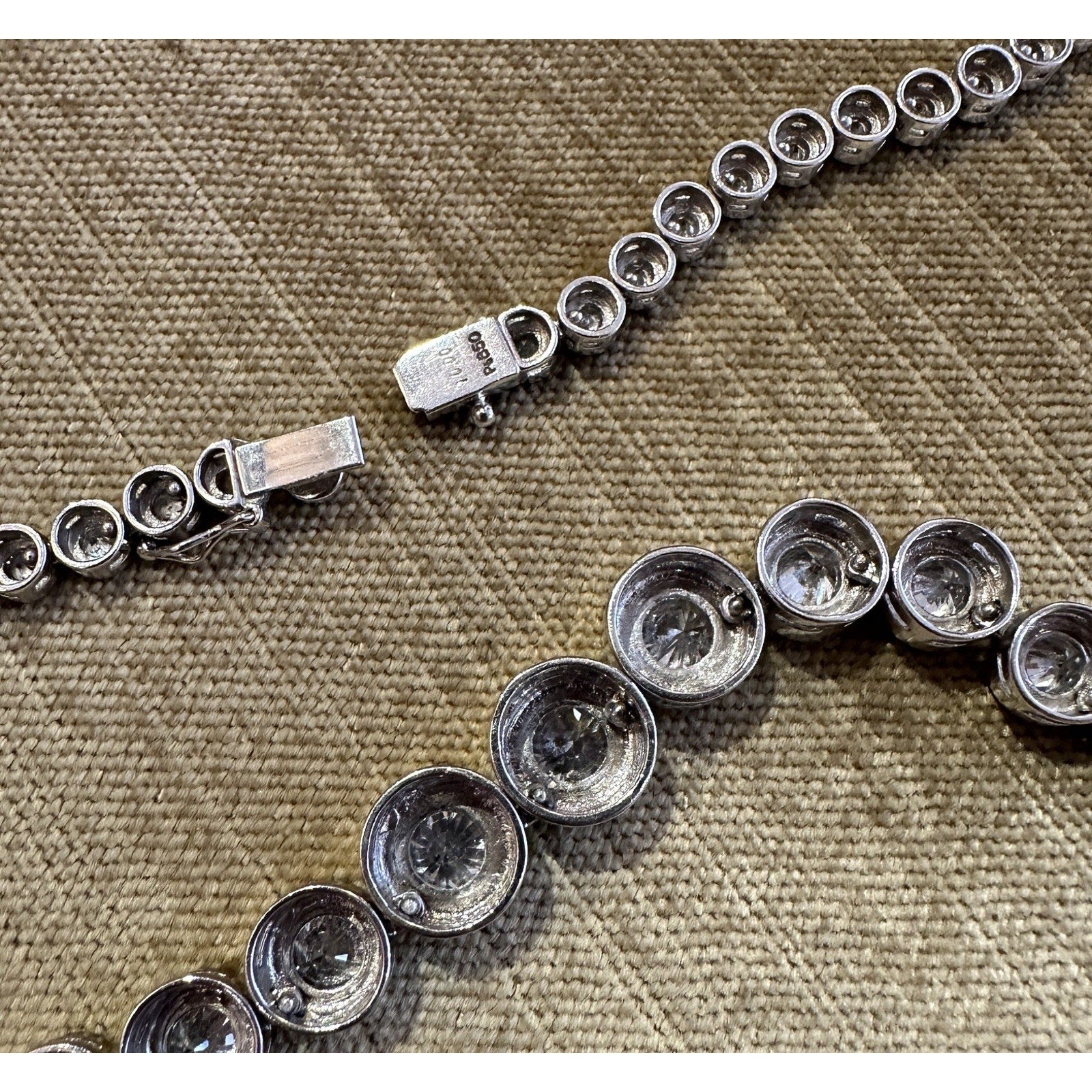 10.00 carats Bezel Set Diamond Tennis Necklace in Platinum 15 5/8"
