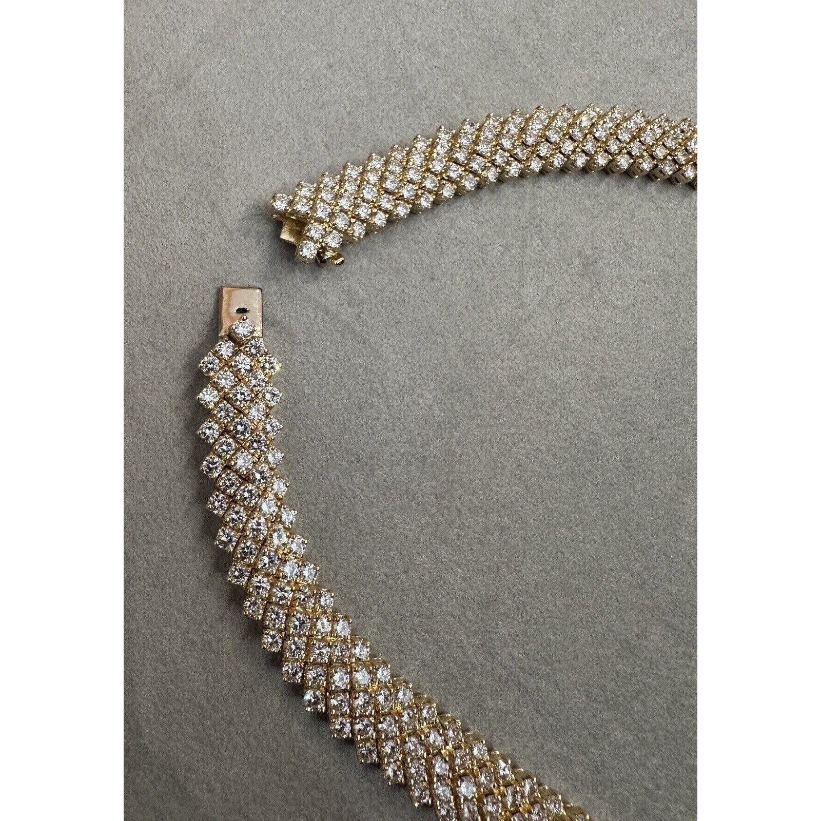 5 Row Round Diamond Choker Necklace 28.17 cttw in 18k Yellow Gold - HM2572GA