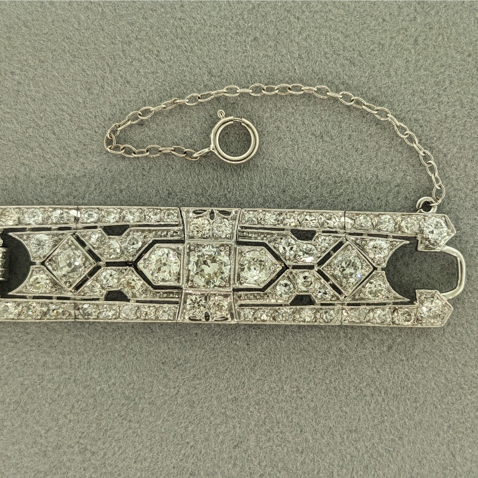 Art Deco Euro cut Diamond Bracelet .50 inch wide in Plat/14k chain
