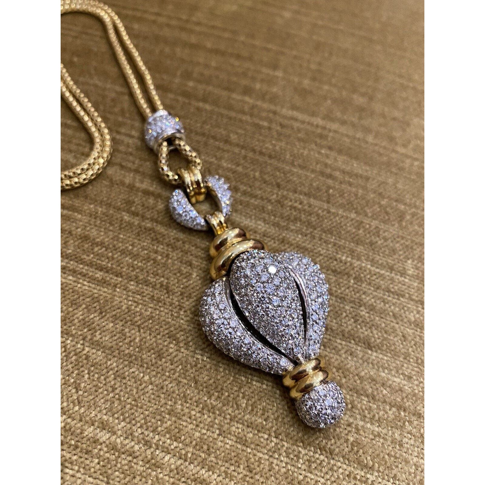 Estate Pave Diamond Puff Pendant in 18k Yellow & White Gold - HM2325BR