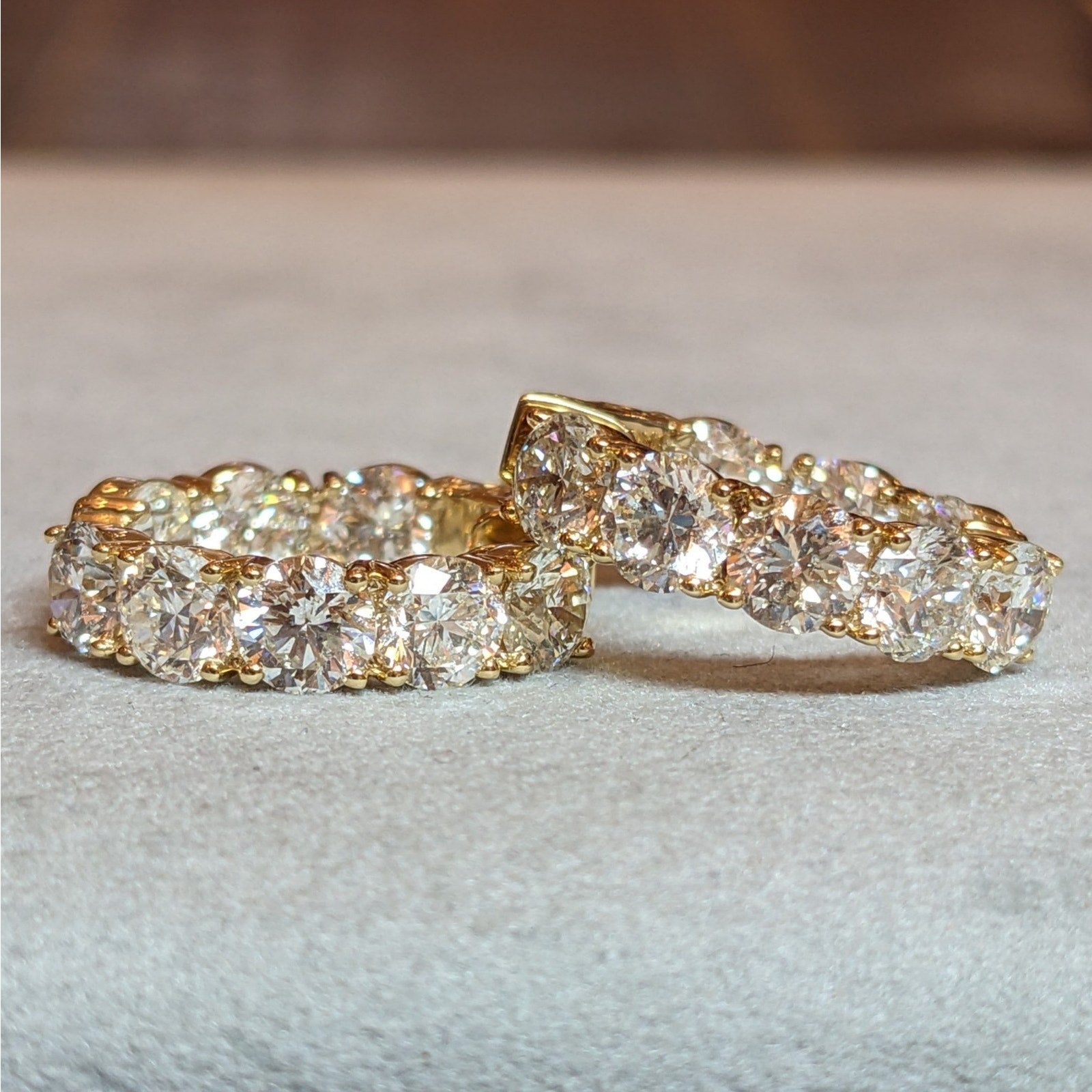 Natural Diamond 8.10 ct Inside Out Hoop Earrings in 18k Yellow Gold